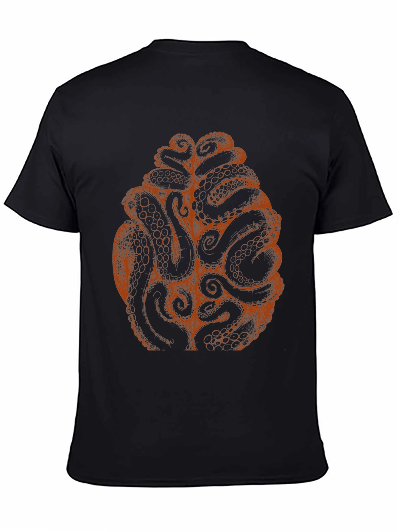 Black Octopus Tentacle Brain Graphic Tee - Black view 4