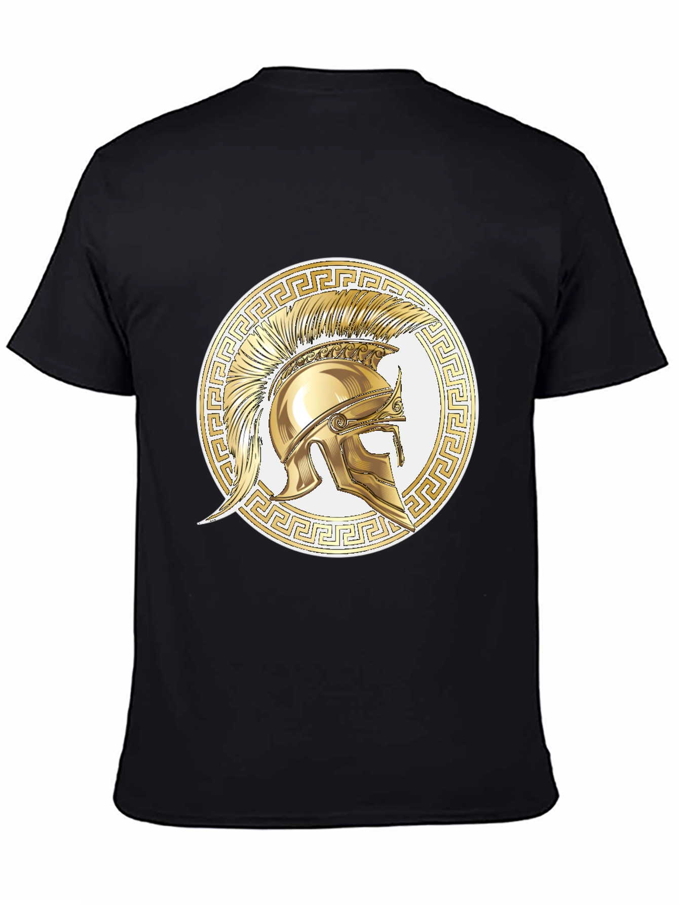 Black Spartan Helmet Graphic Tee - Gold Design view 4