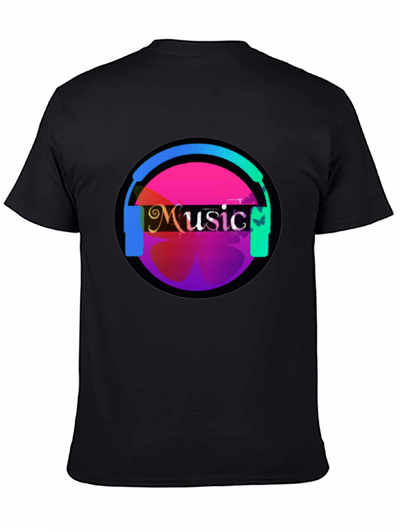 Black Music Headphone Graphic Tee - Casual Comfort view 4