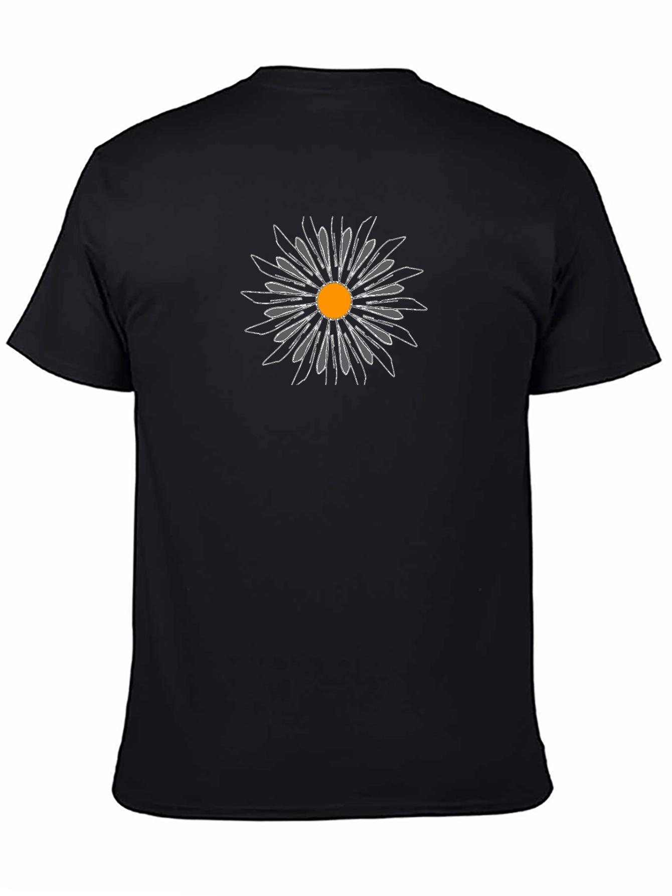 Black Black T-Shirt with Graphic Flower Design view 4