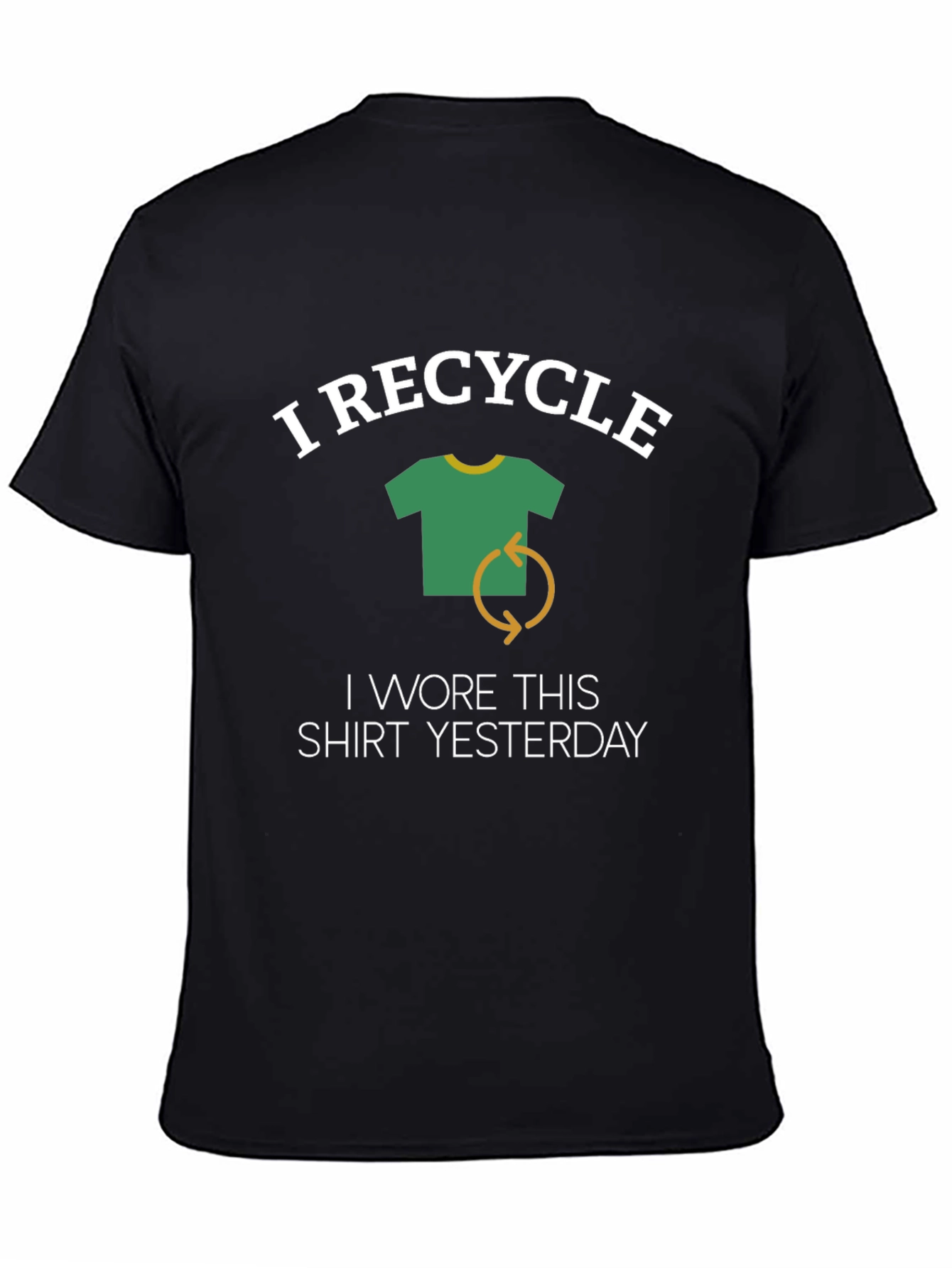 Black Funny I Recycle T-Shirt - Black Cotton Tee for Men view 4