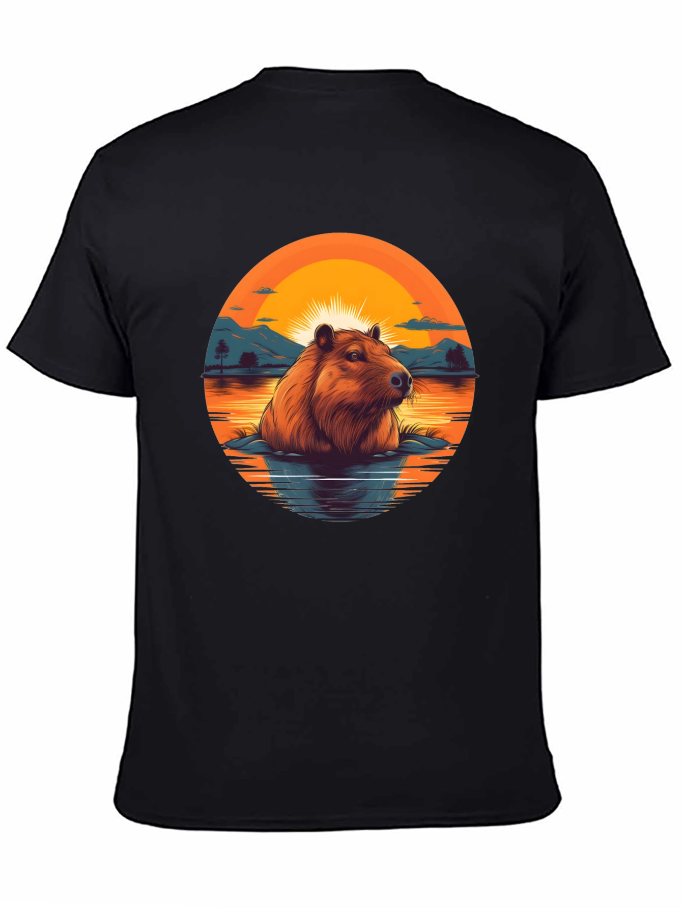 Black Capybara Sunset Graphic Tee - Unique Design view 4