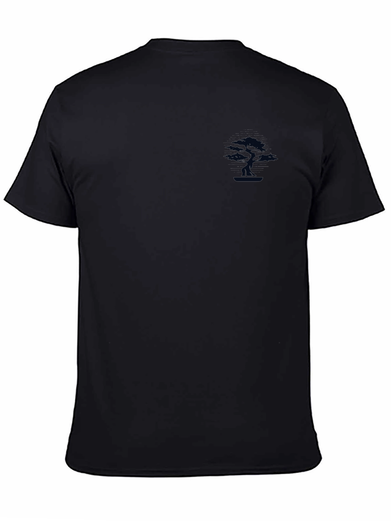 Black Men's Black T-Shirt with Small Tree Graphic view 4