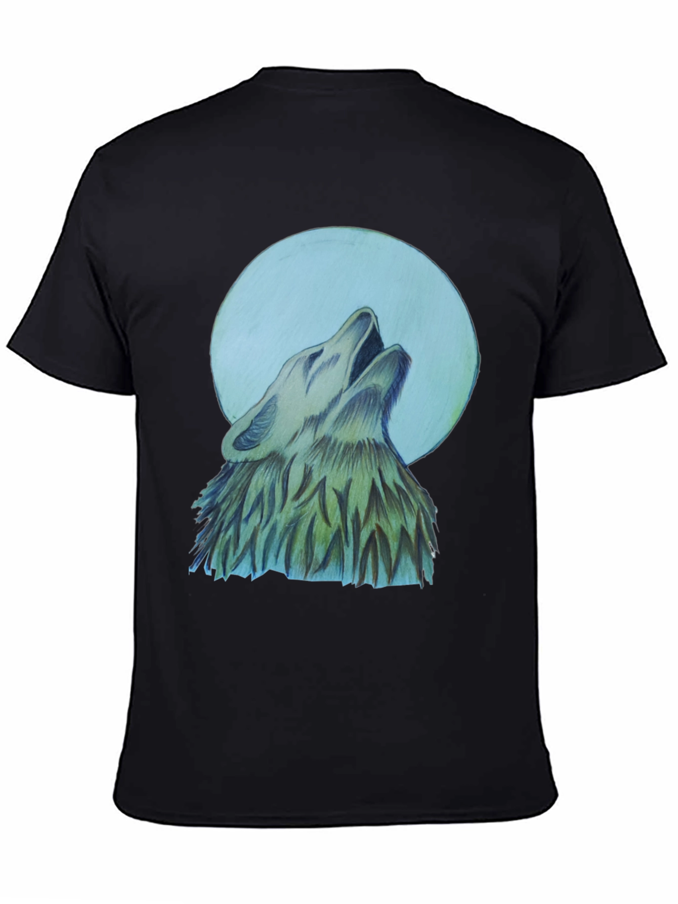 Black Wolf Howling at Moon Graphic T-Shirt view 4