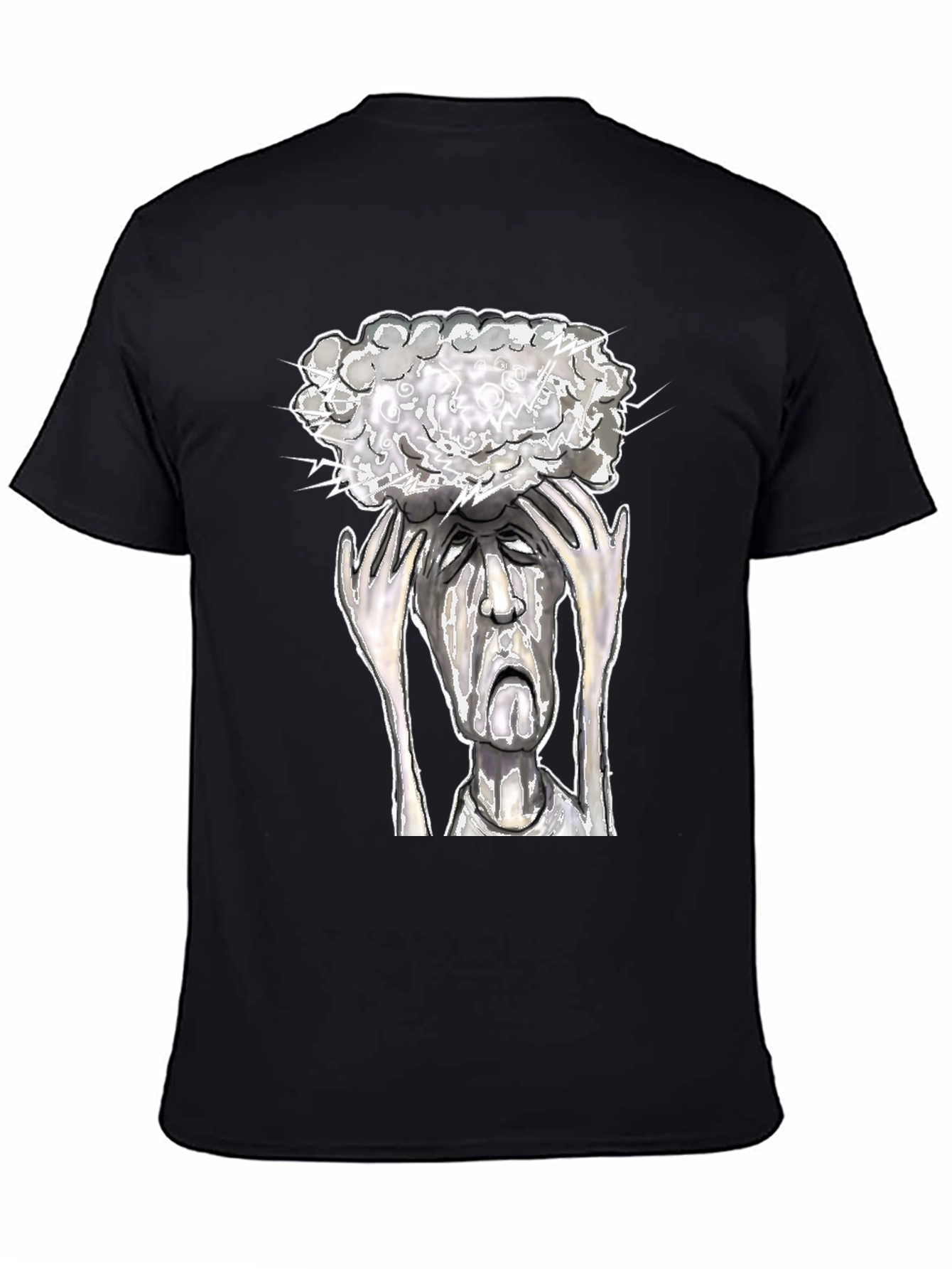 Black Mind Storm Tee: Overwhelmed Graphic T-Shirt view 4