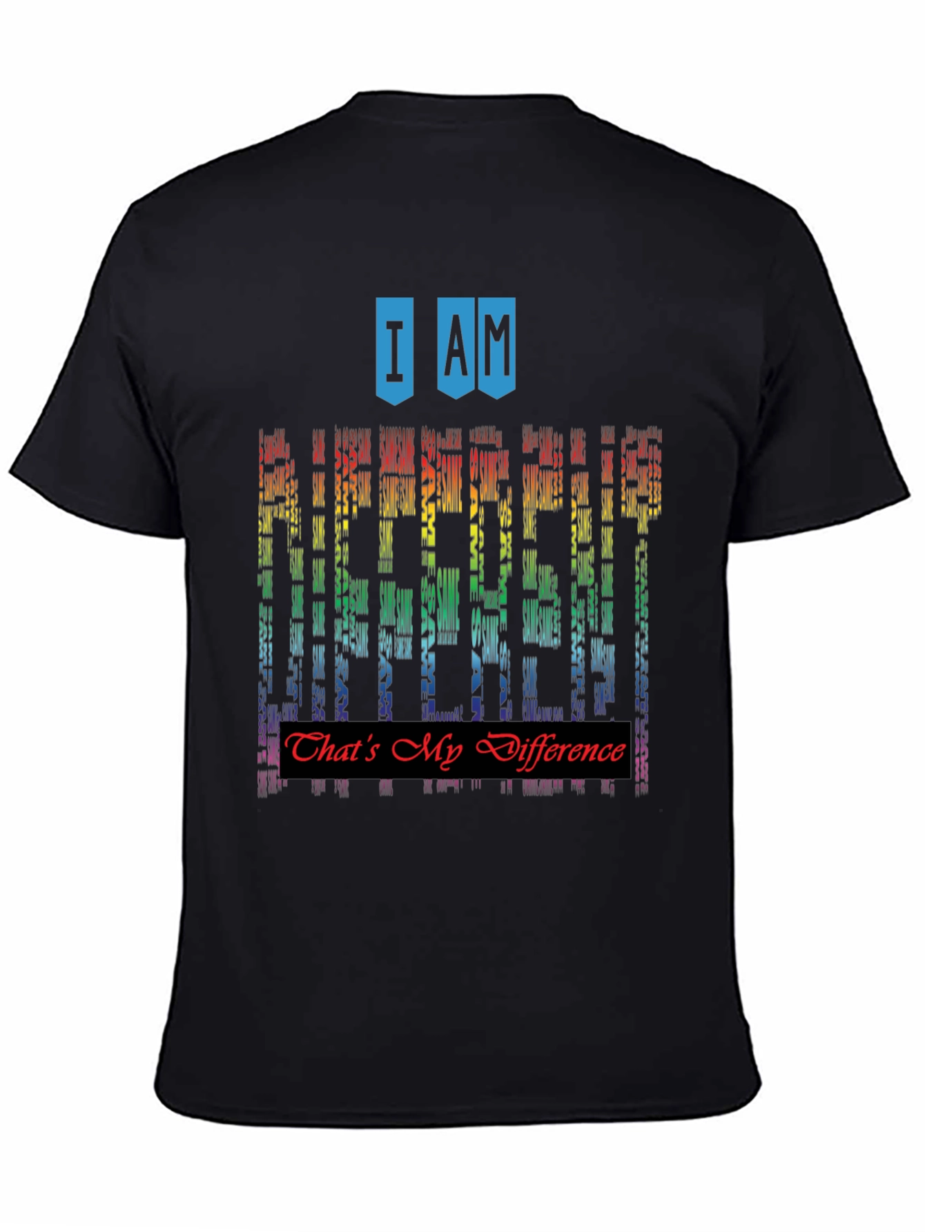 Black I Am Different Rainbow Graphic T-Shirt view 4
