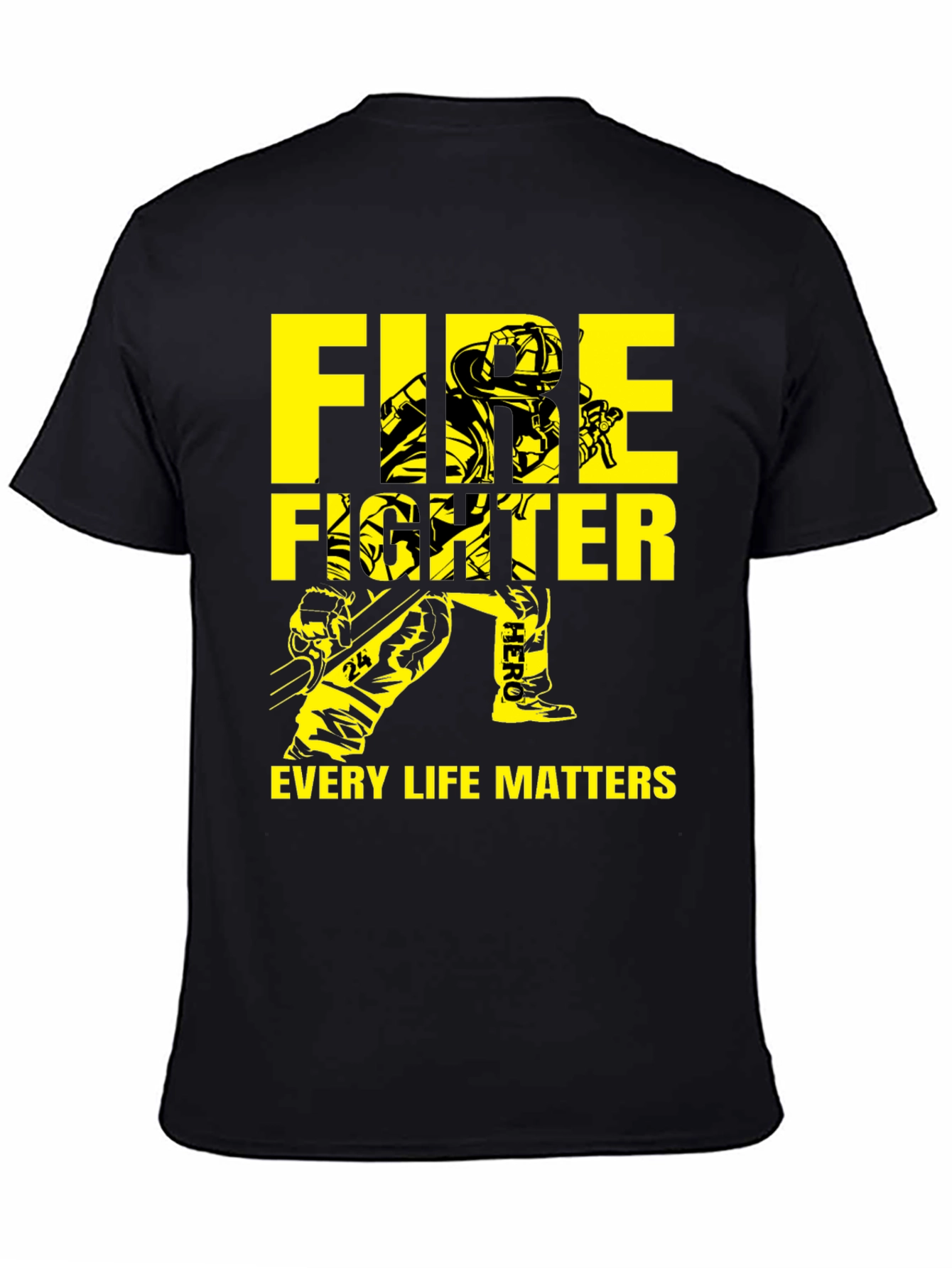 Black Firefighter Every Life Matters Graphic T-Shirt view 4