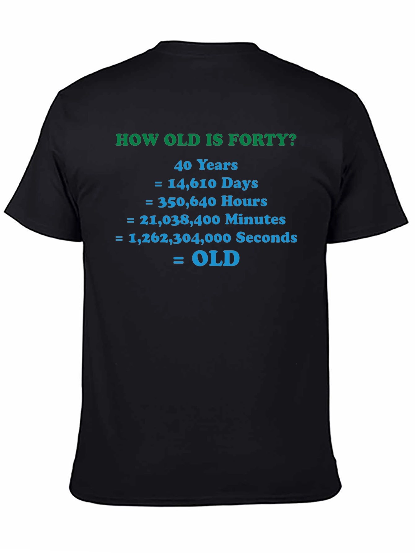 Black Funny 40th Birthday T-Shirt - How Old is Forty? view 4