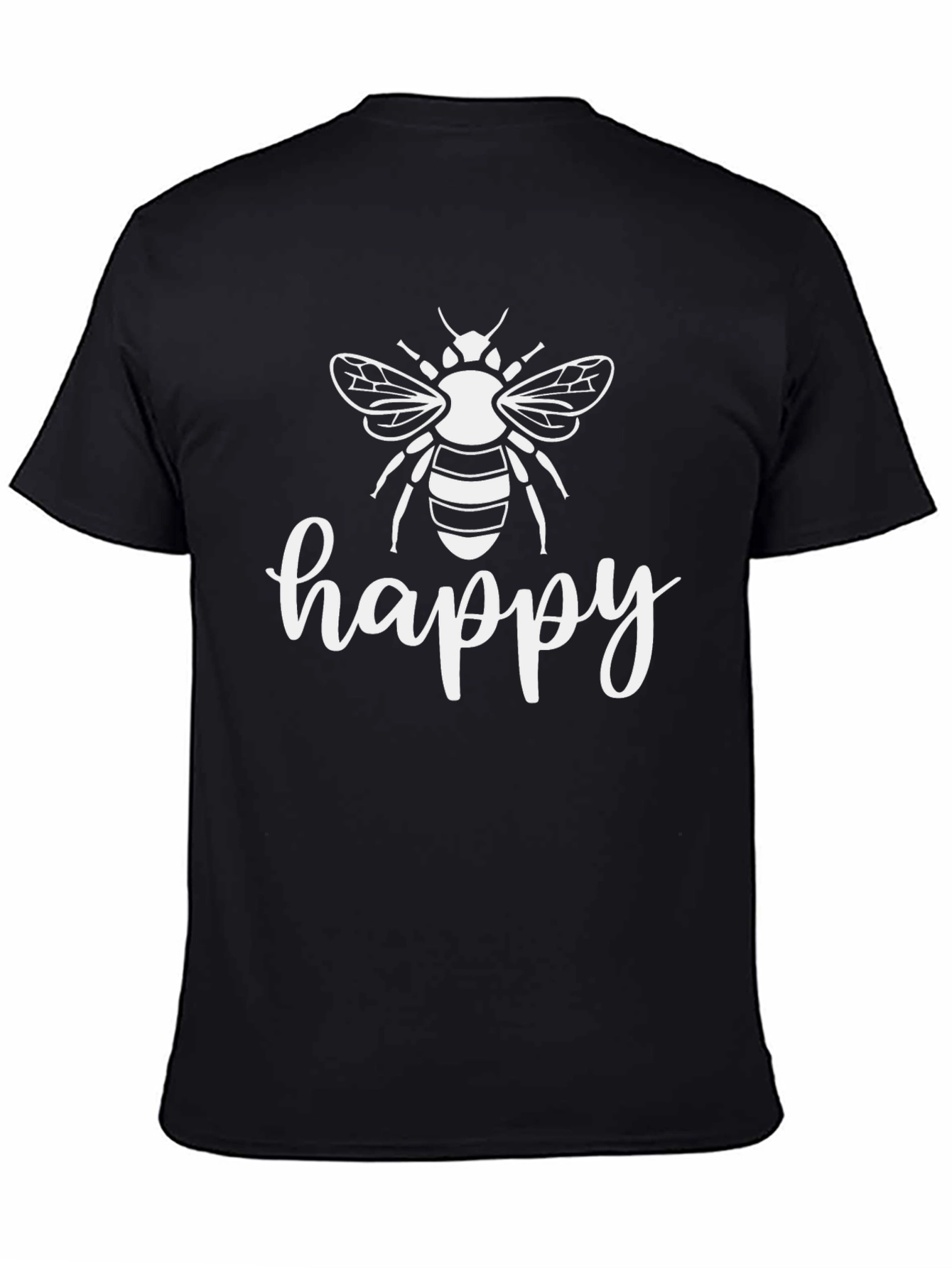 Black Happy Bee Graphic Tee - Black Cotton Blend view 4