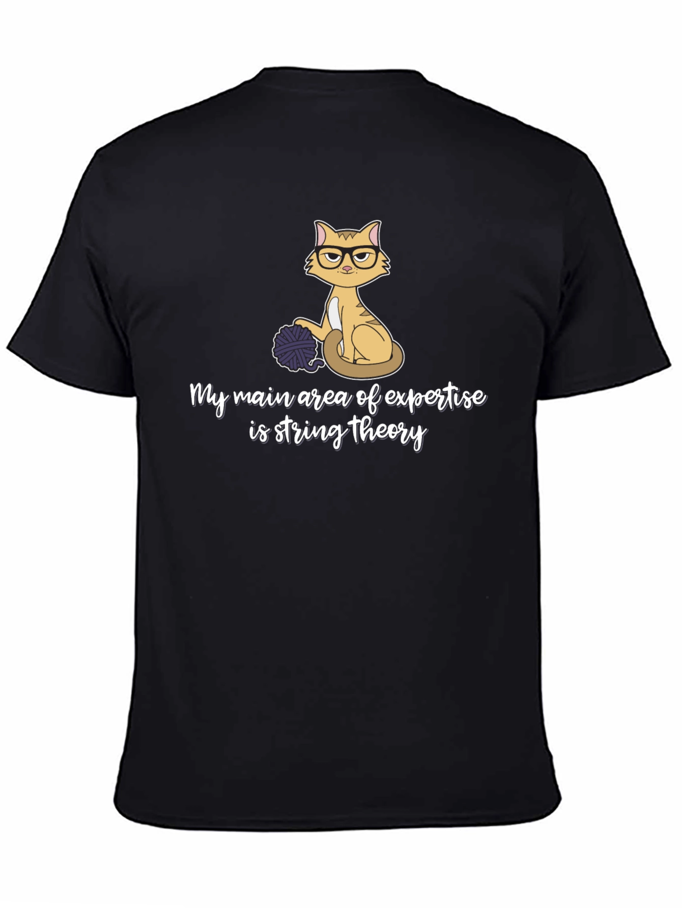 Black String Theory Cat T-Shirt view 4