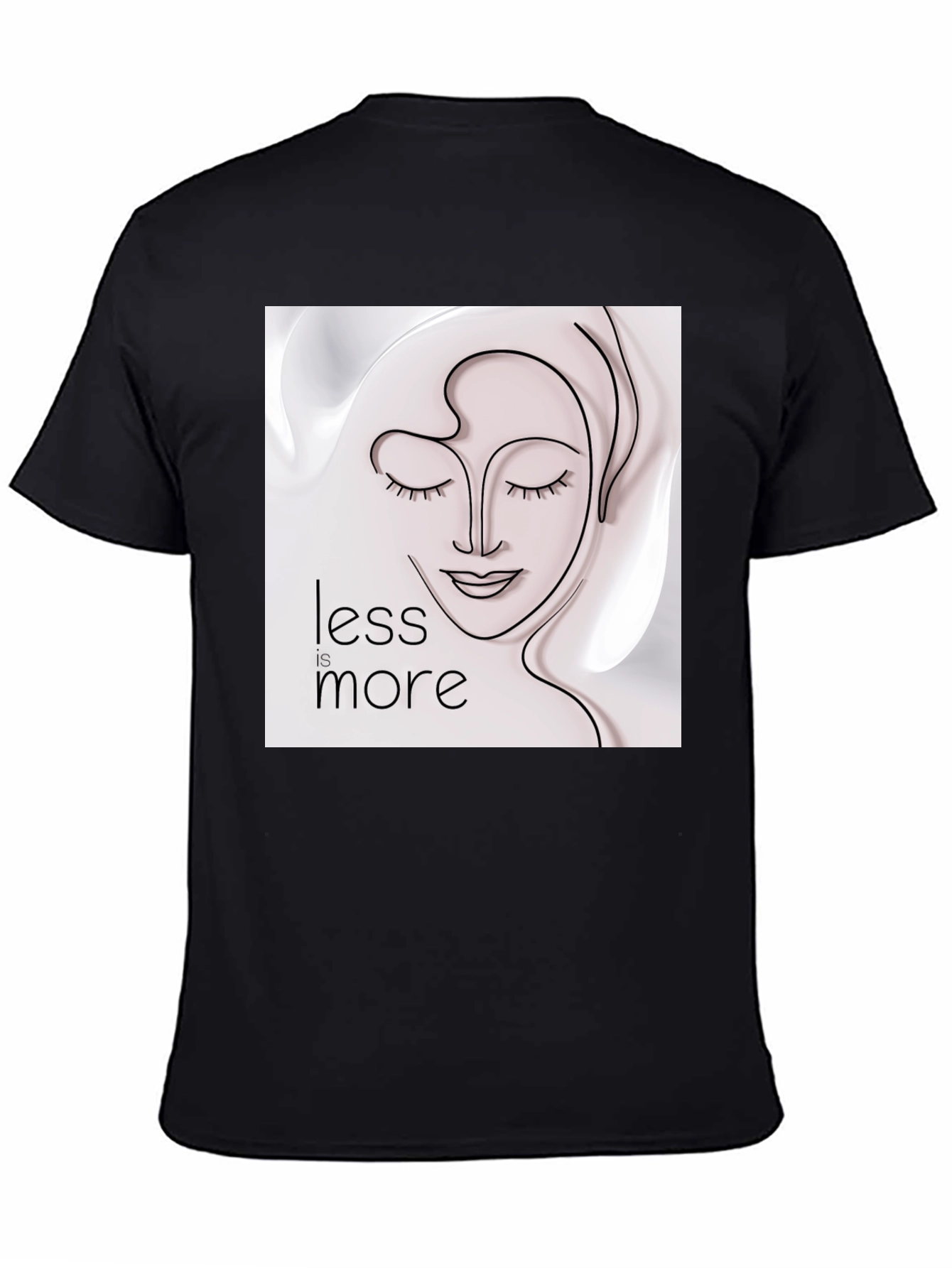 Black Minimalist Face Line Art T-Shirt - Less is More view 4