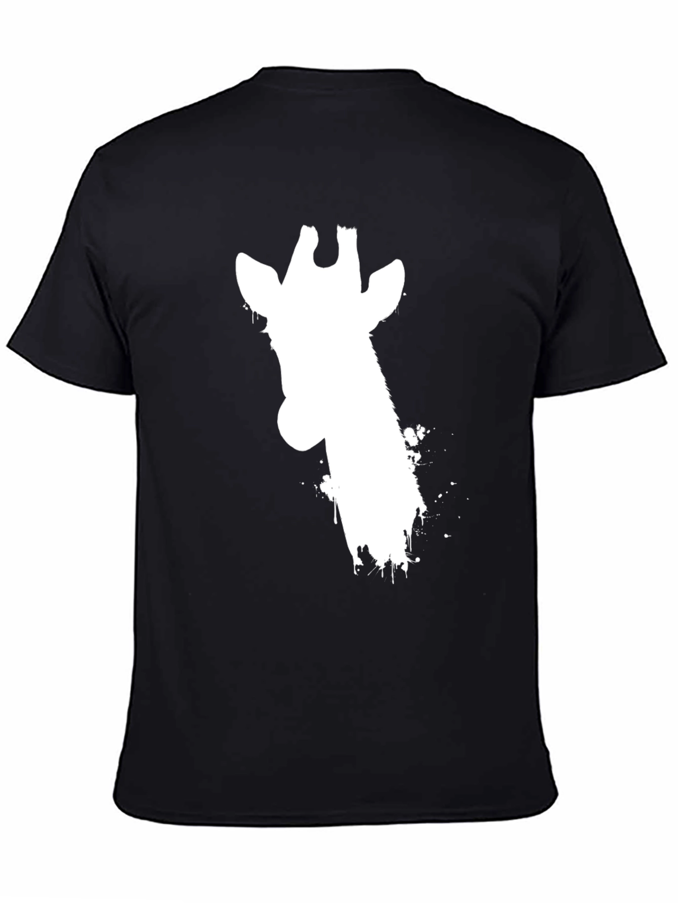 Black Giraffe Silhouette Graphic Tee - Black Cotton T-Shirt view 4