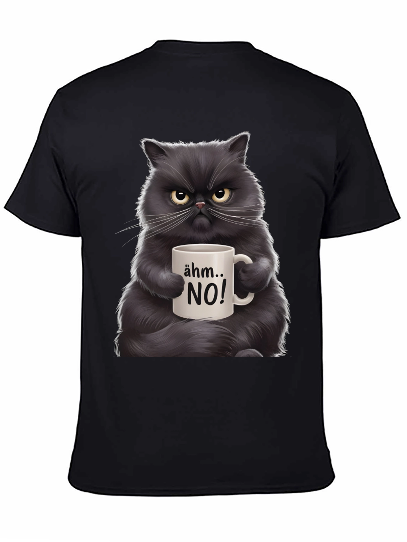 Black Grumpy Cat Coffee T-Shirt - "Ähm... NO!" view 4