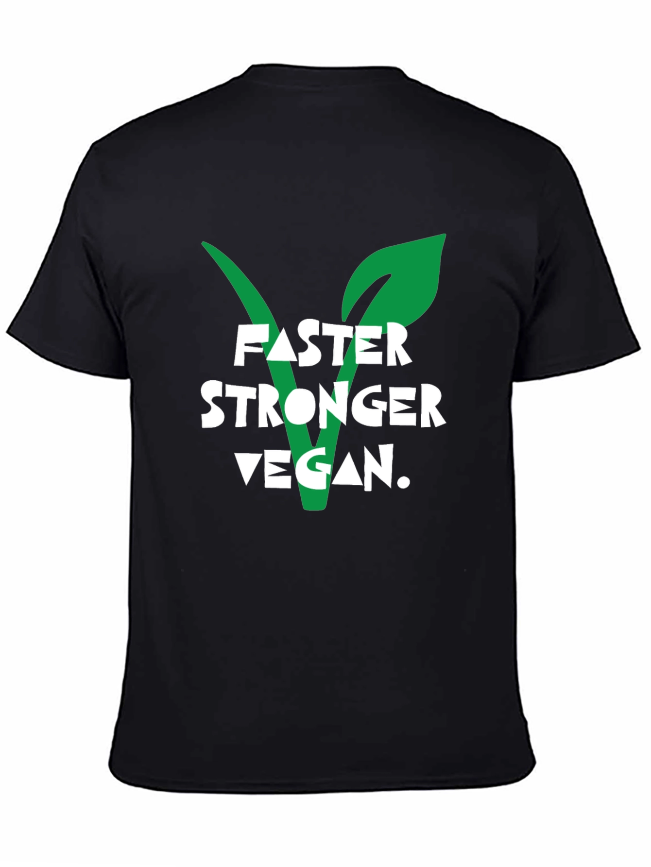 Black Vegan Strength T-Shirt - Faster Stronger Vegan Design view 4