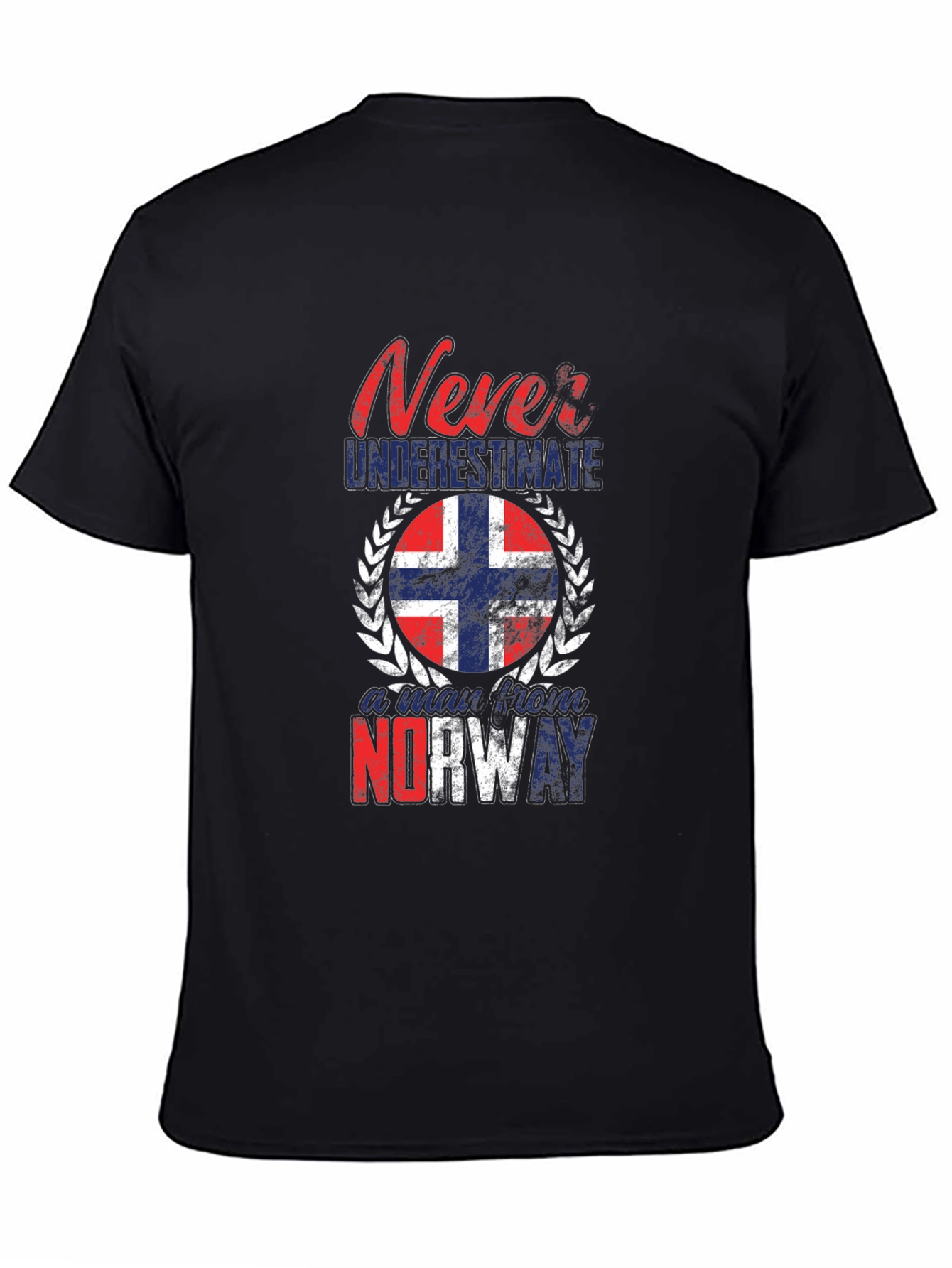 Black Never Underestimate Norway T-Shirt view 4