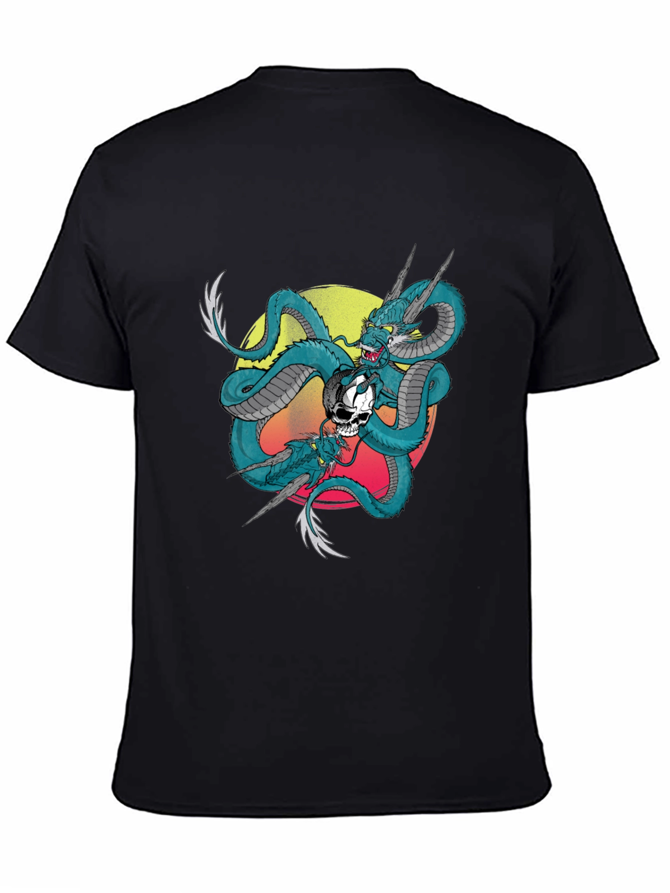 Black Dragon & Skull Graphic Tee - Unique Design view 4