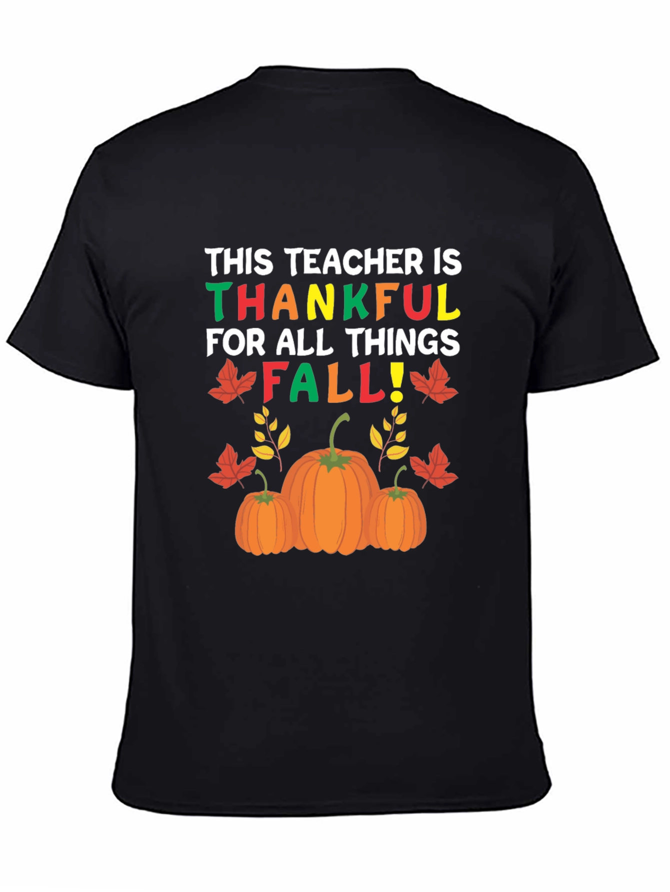 Black Teacher Thankful Fall T-Shirt, Autumn Graphic Tee view 4
