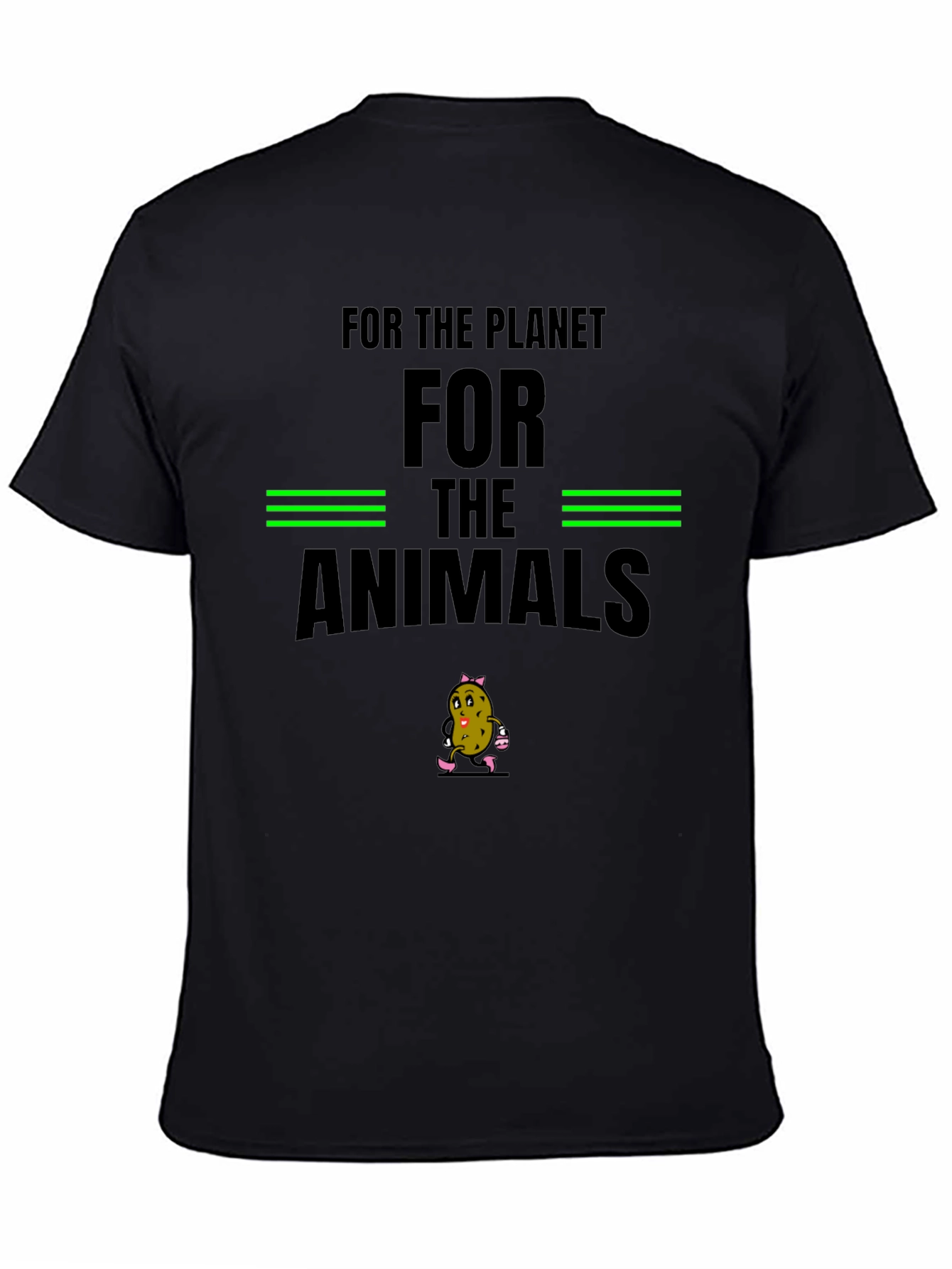 Black Vegan T-Shirt - For the Animals view 4