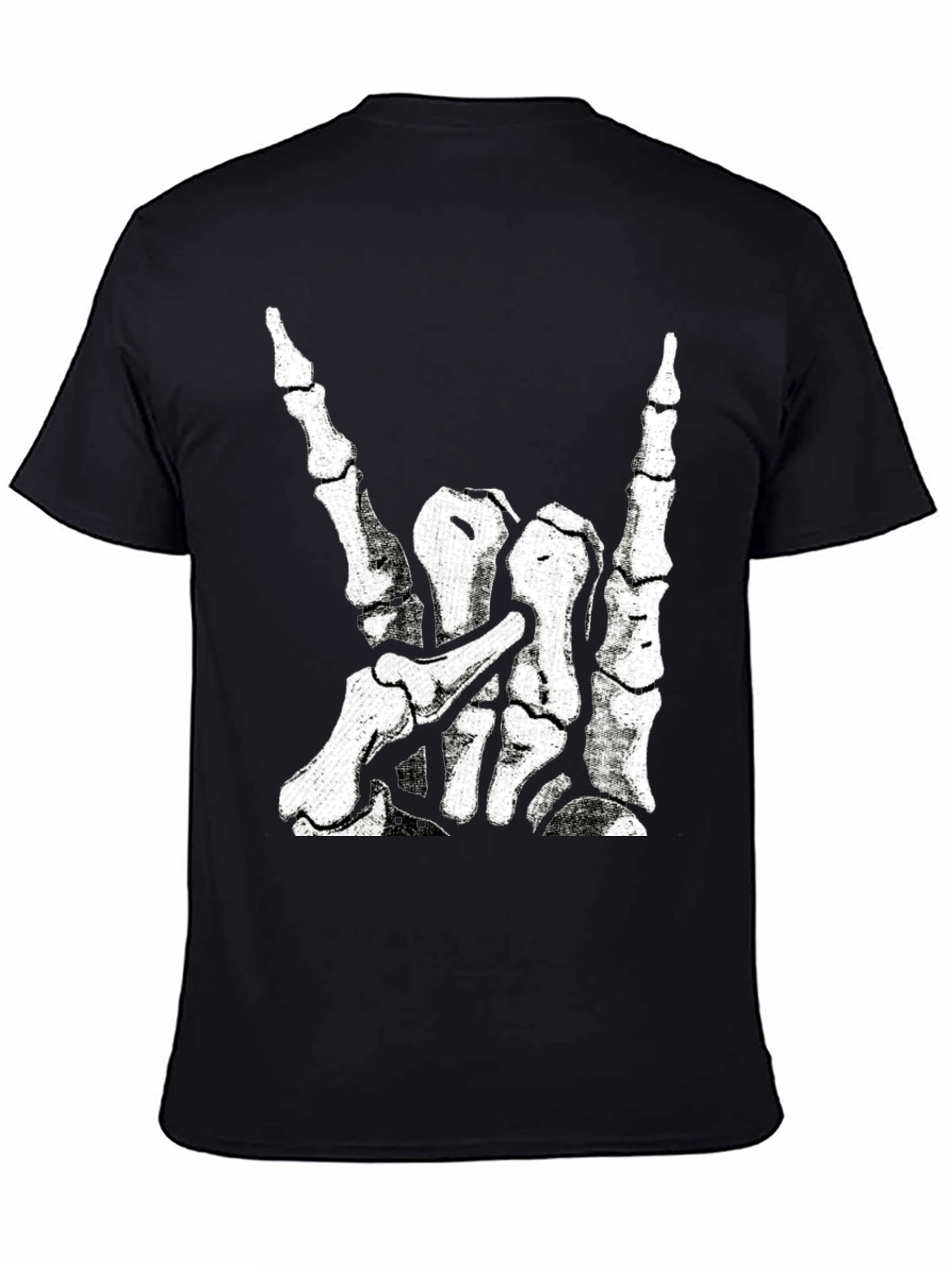 Black Rock On Skeleton Hand Graphic Tee view 4