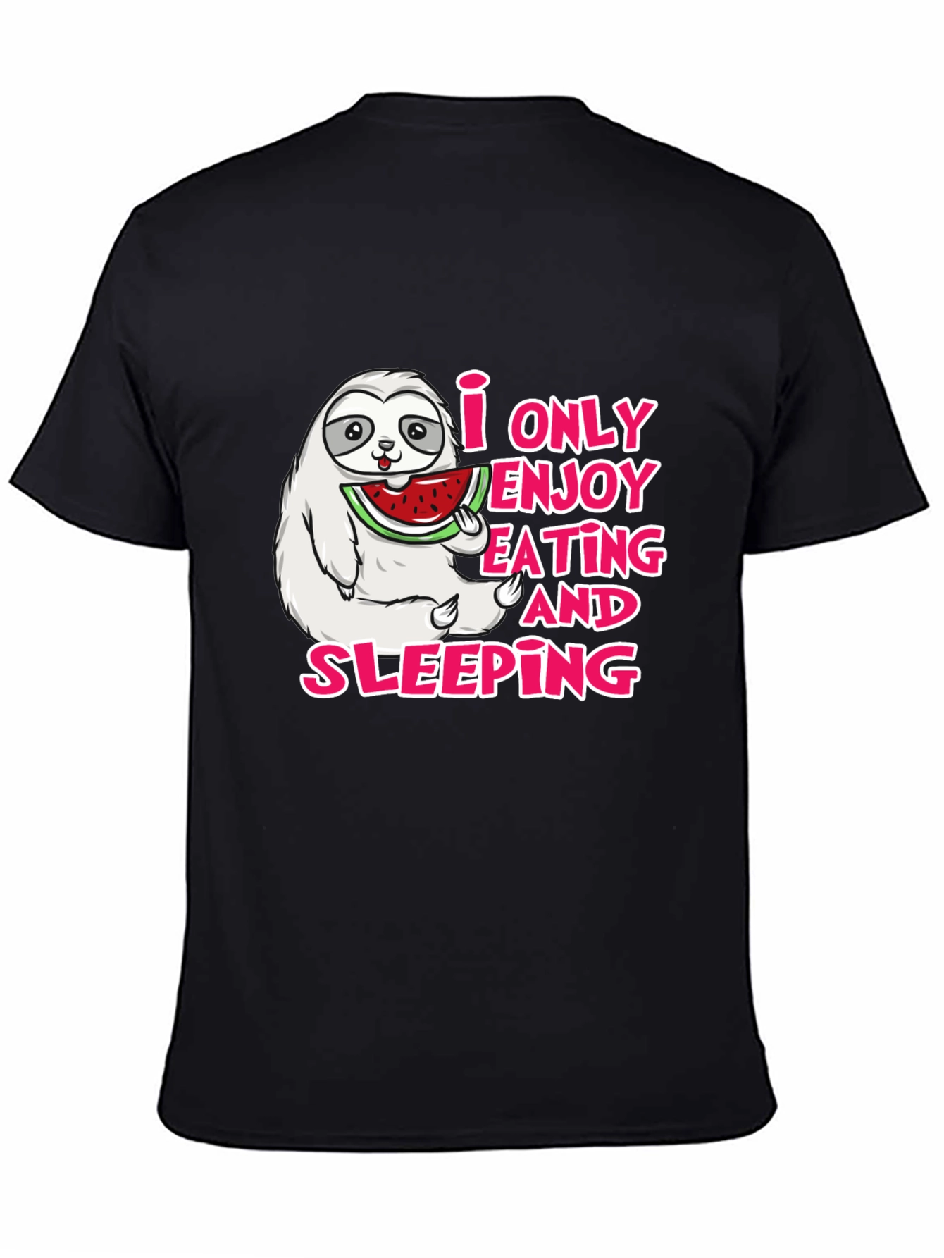 Black Sloth Eating Watermelon Graphic Tee - Enjoy Eating and Sleeping view 4