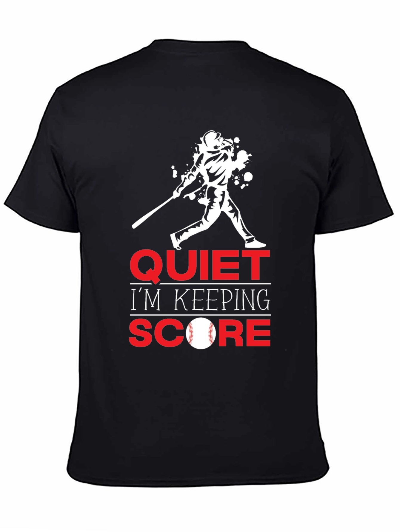 Black Quiet I'm Keeping Score Baseball T-Shirt view 4