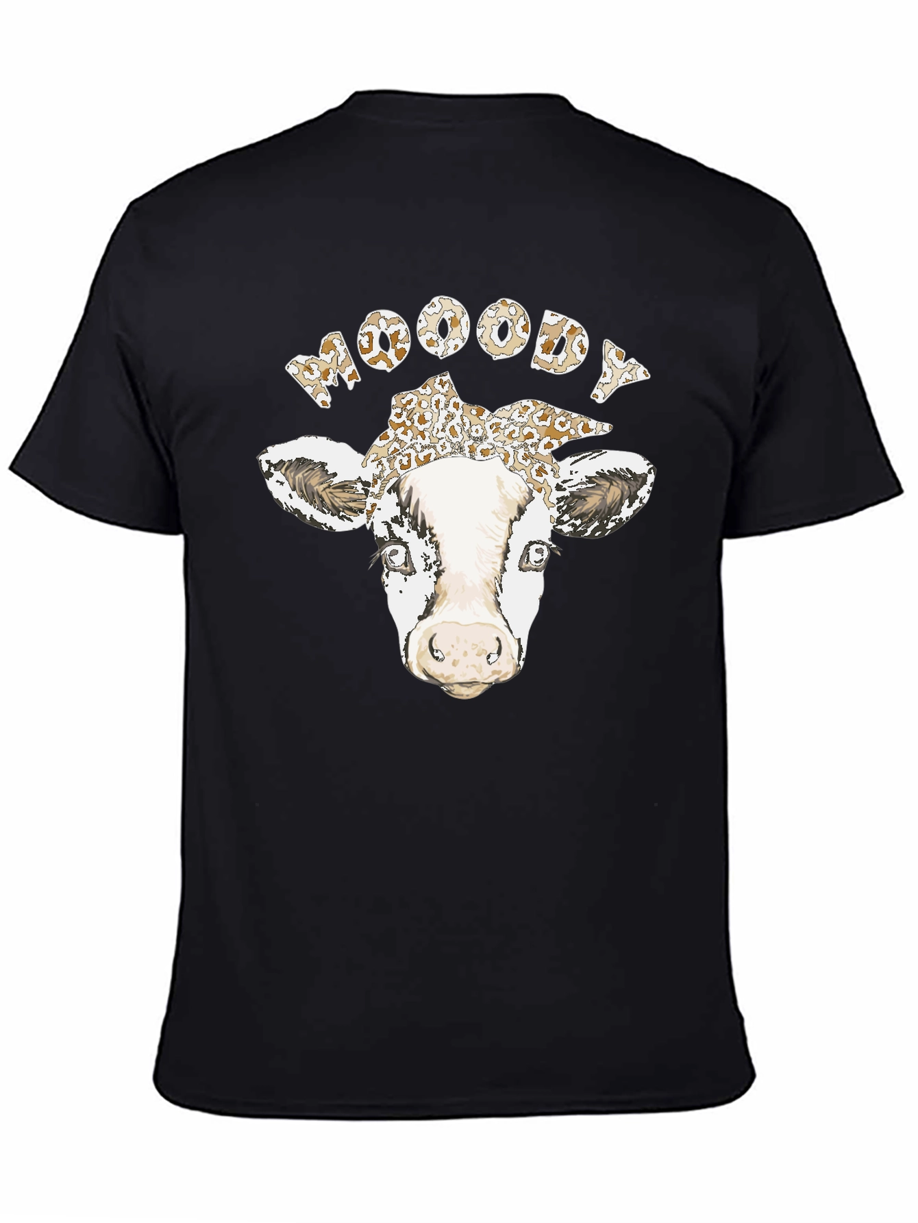 Black Moody Cow Graphic T-Shirt - Unisex Cotton Tee view 4