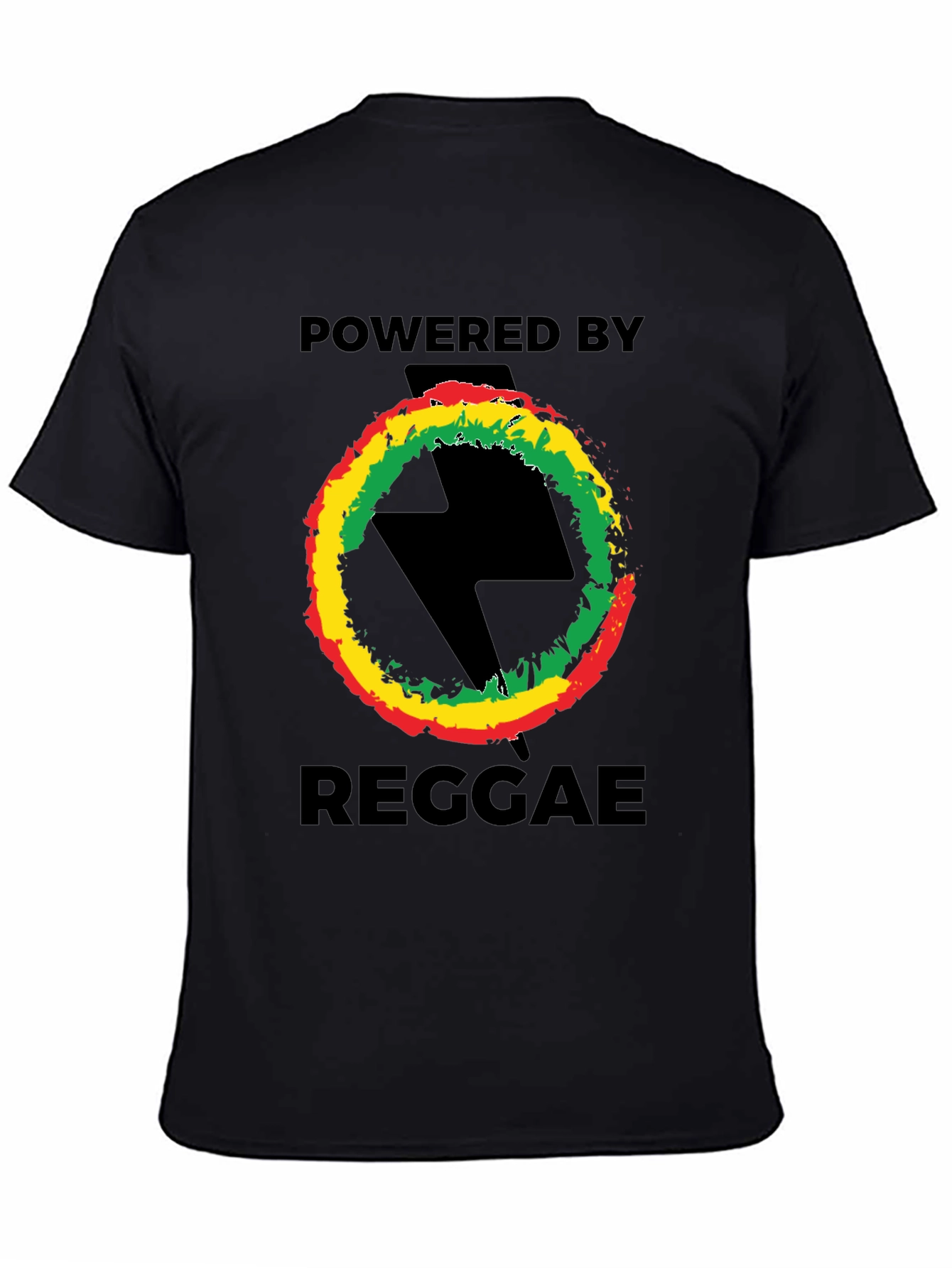 Black Powered By Reggae T-Shirt - Black view 4