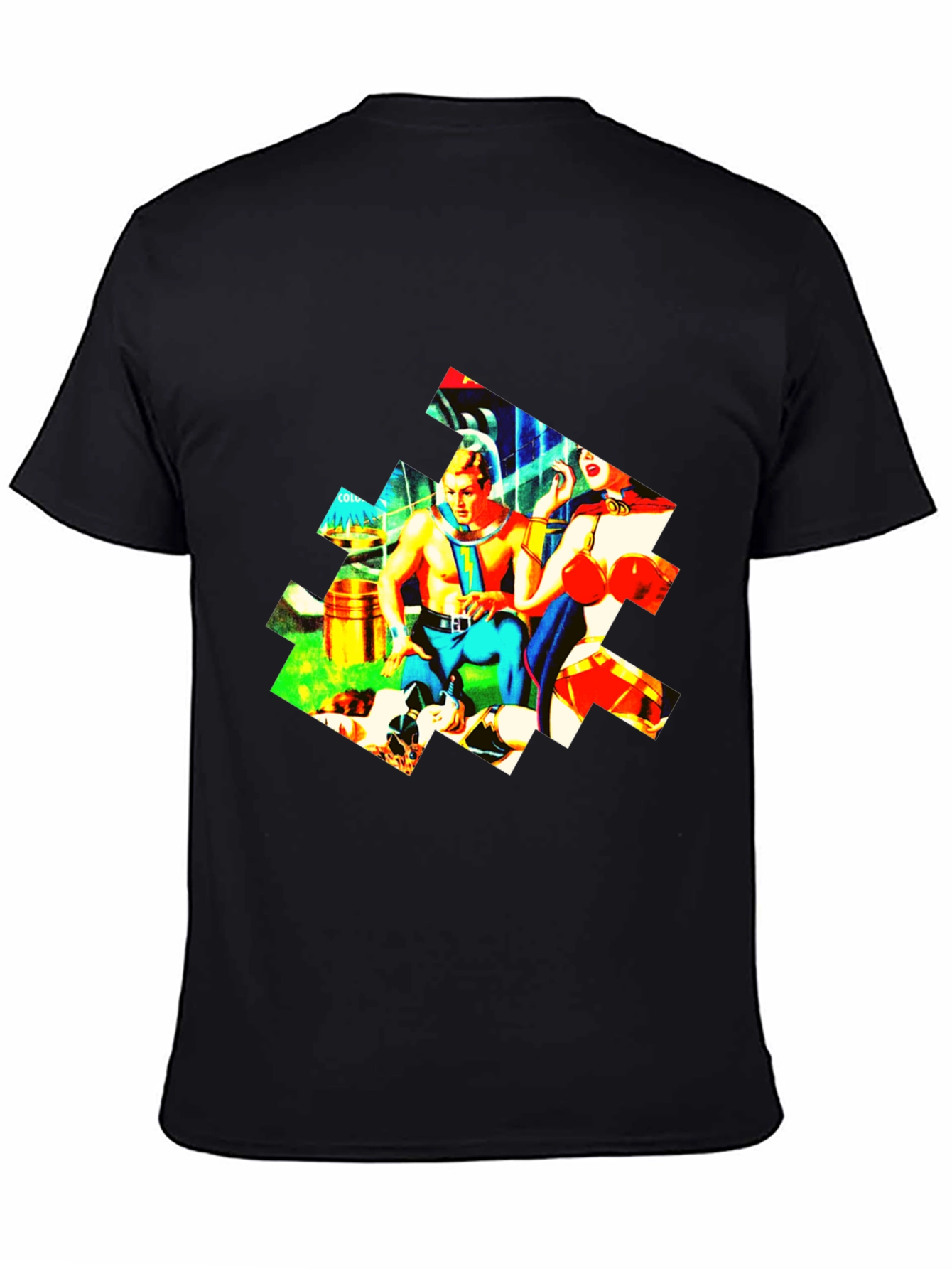Black Retro Sci-Fi T-Shirt - Colorful Graphic Tee view 4