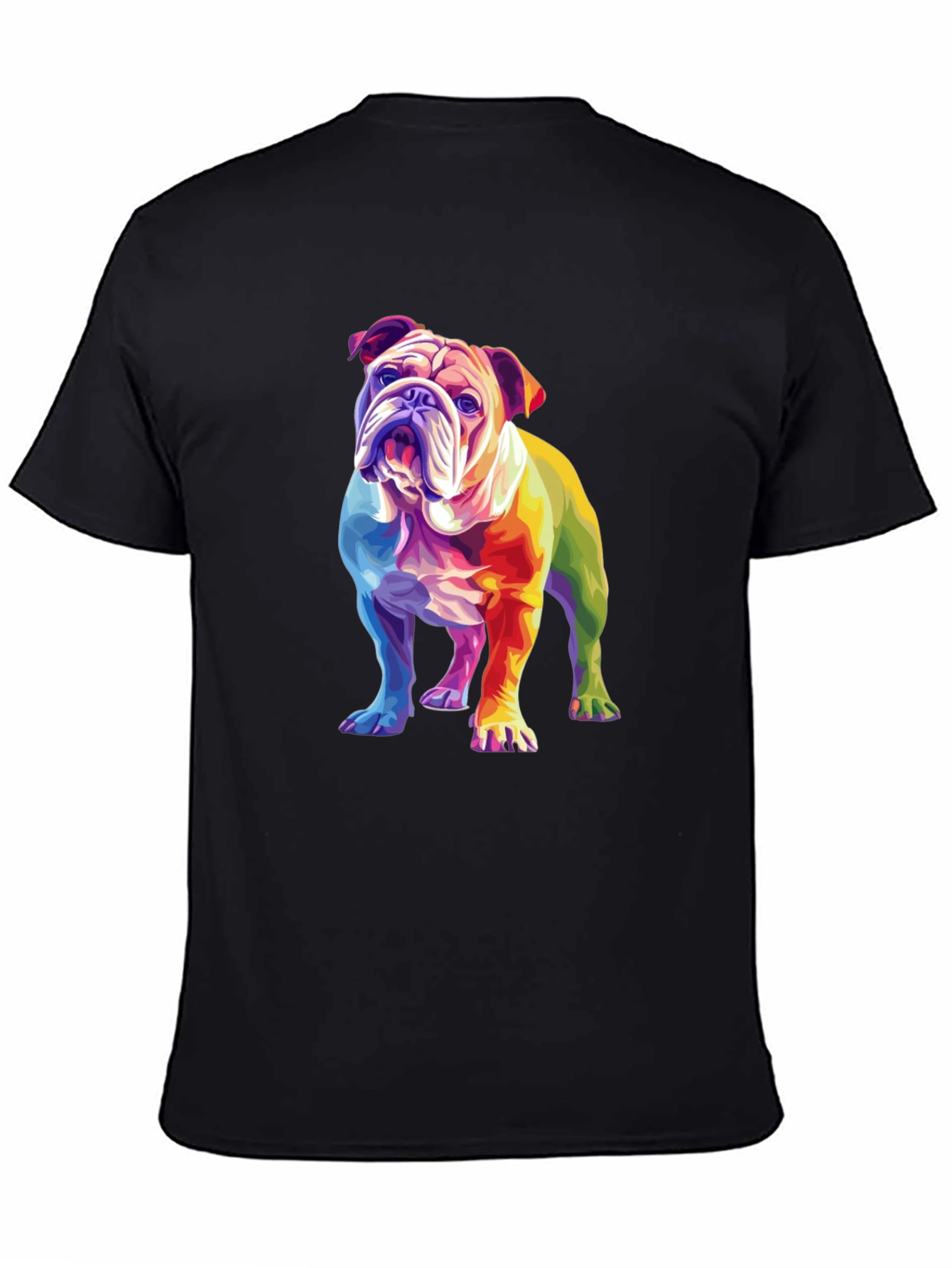 Black Rainbow Bulldog Graphic T-Shirt view 4