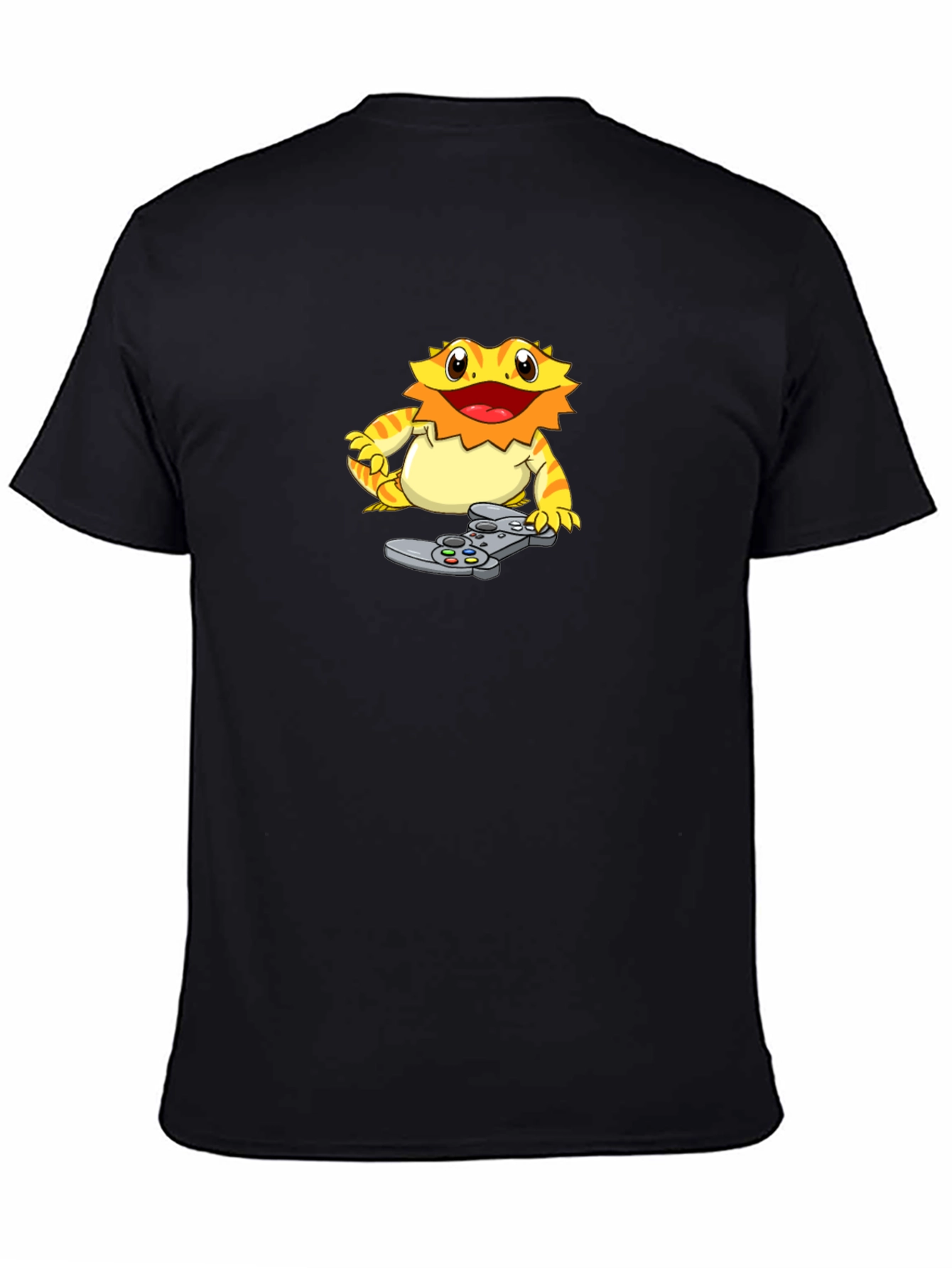 Black Gamer Lizard Graphic T-Shirt - Cool Black Tee view 4