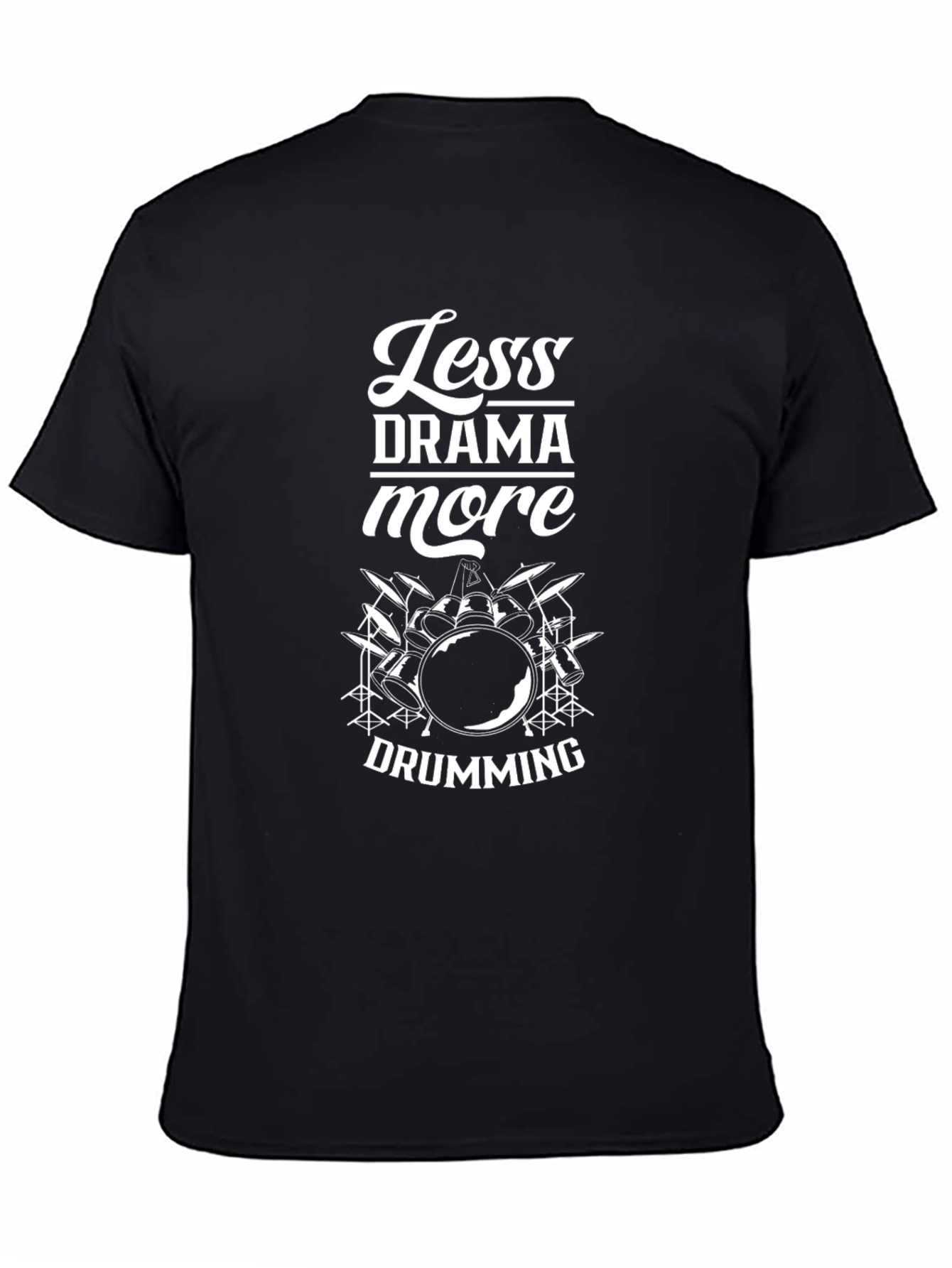 Black Less Drama More Drumming T-Shirt - Black view 4
