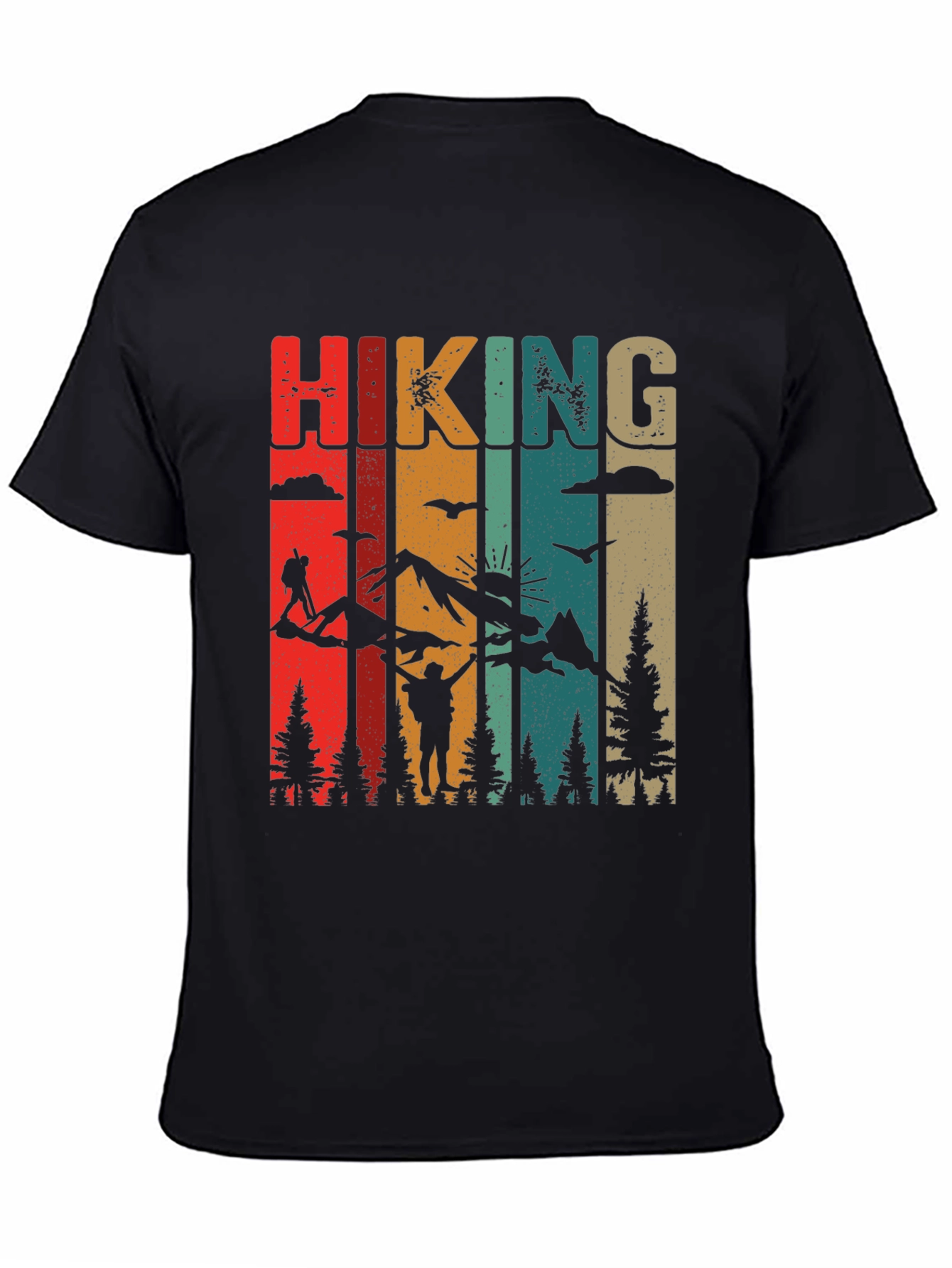 Black Retro Hiking Adventure T-Shirt view 4
