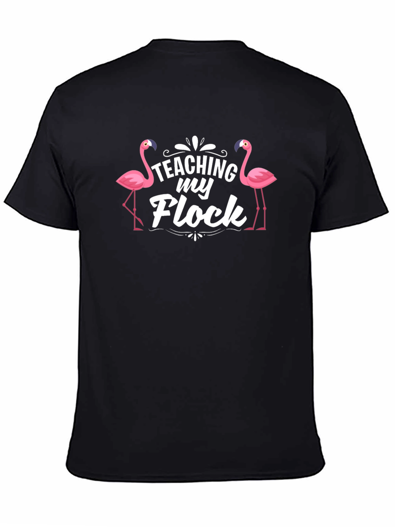 Black Teaching My Flock Flamingo T-Shirt view 4