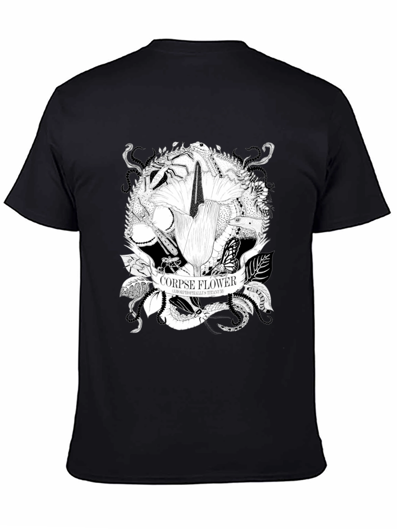 Black Corpse Flower Graphic Tee - Black T-Shirt view 4
