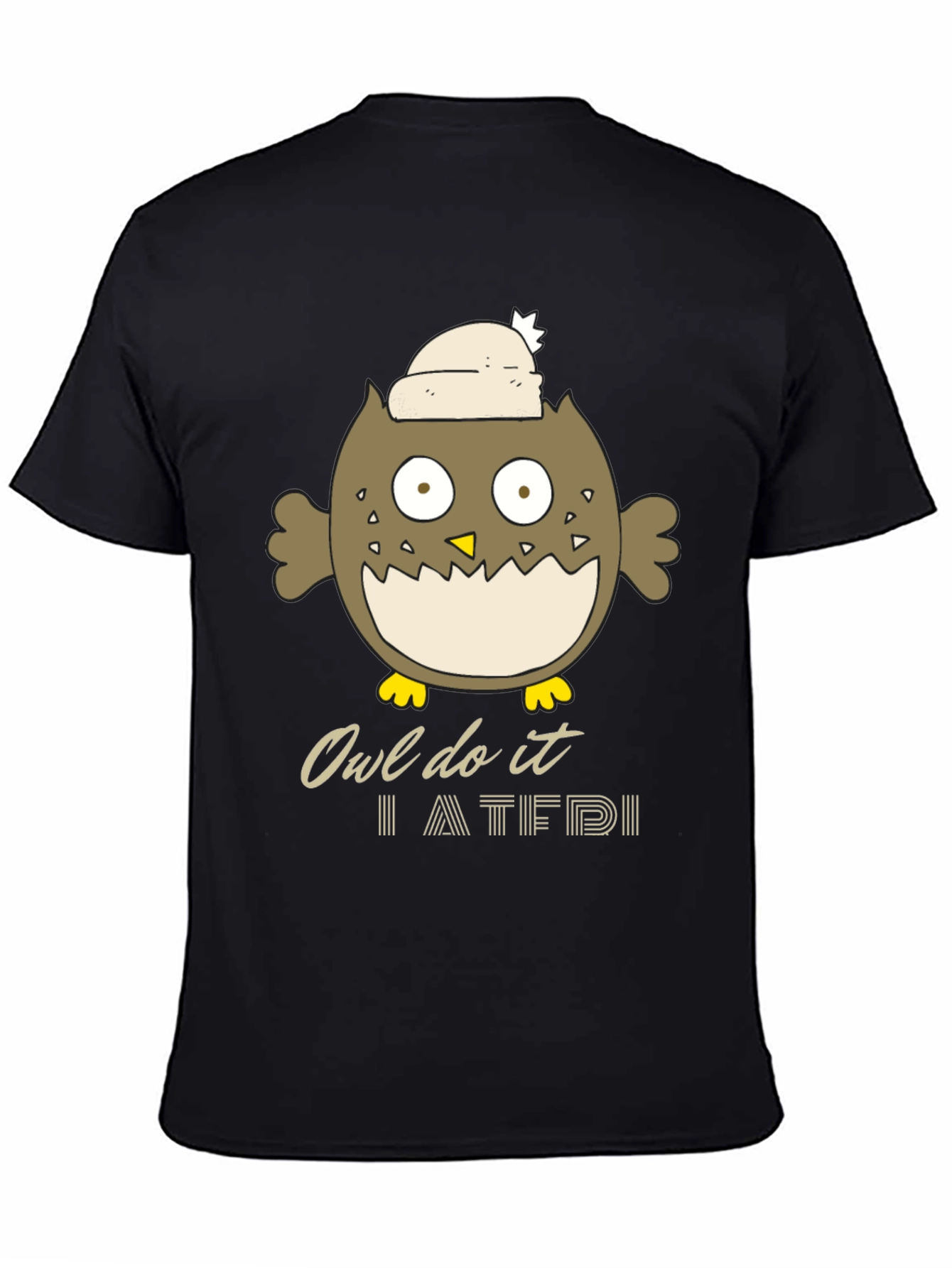 Black Owl Do It T-Shirt - Funny Cartoon Tee view 4