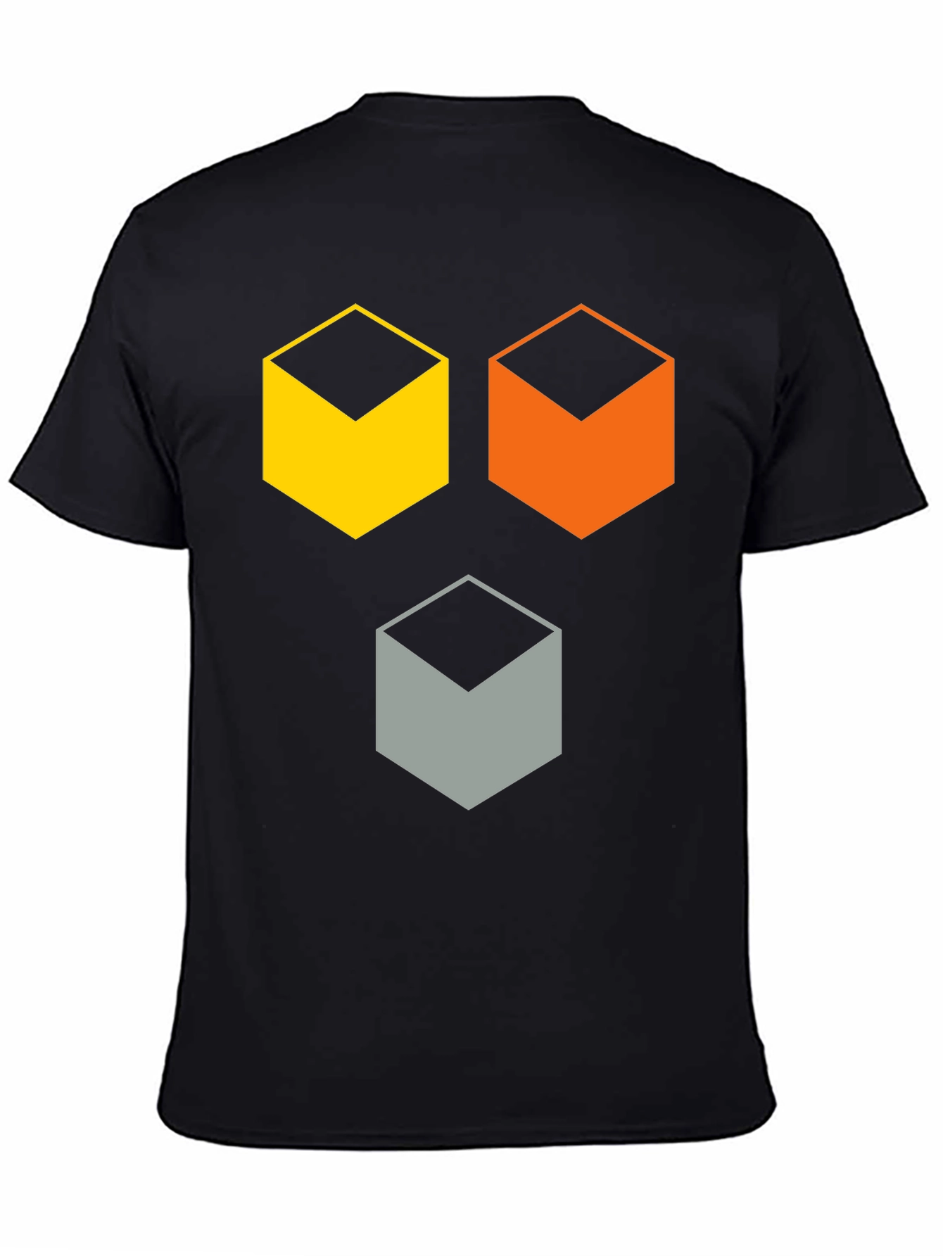 Black Geometric Cube T-Shirt - Modern Abstract Design view 4