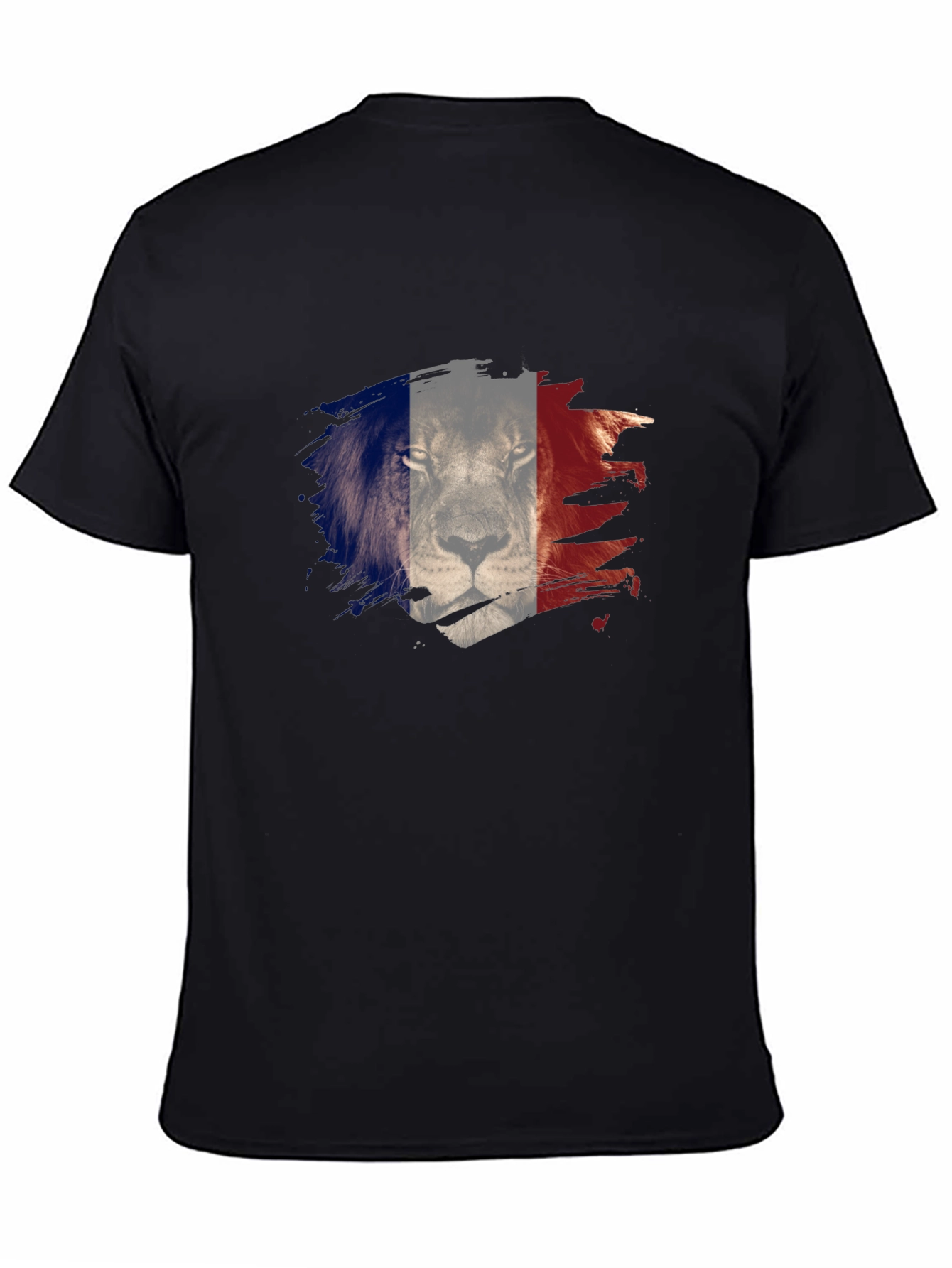 Black Men's Black Lion France Flag Graphic Tee view 4