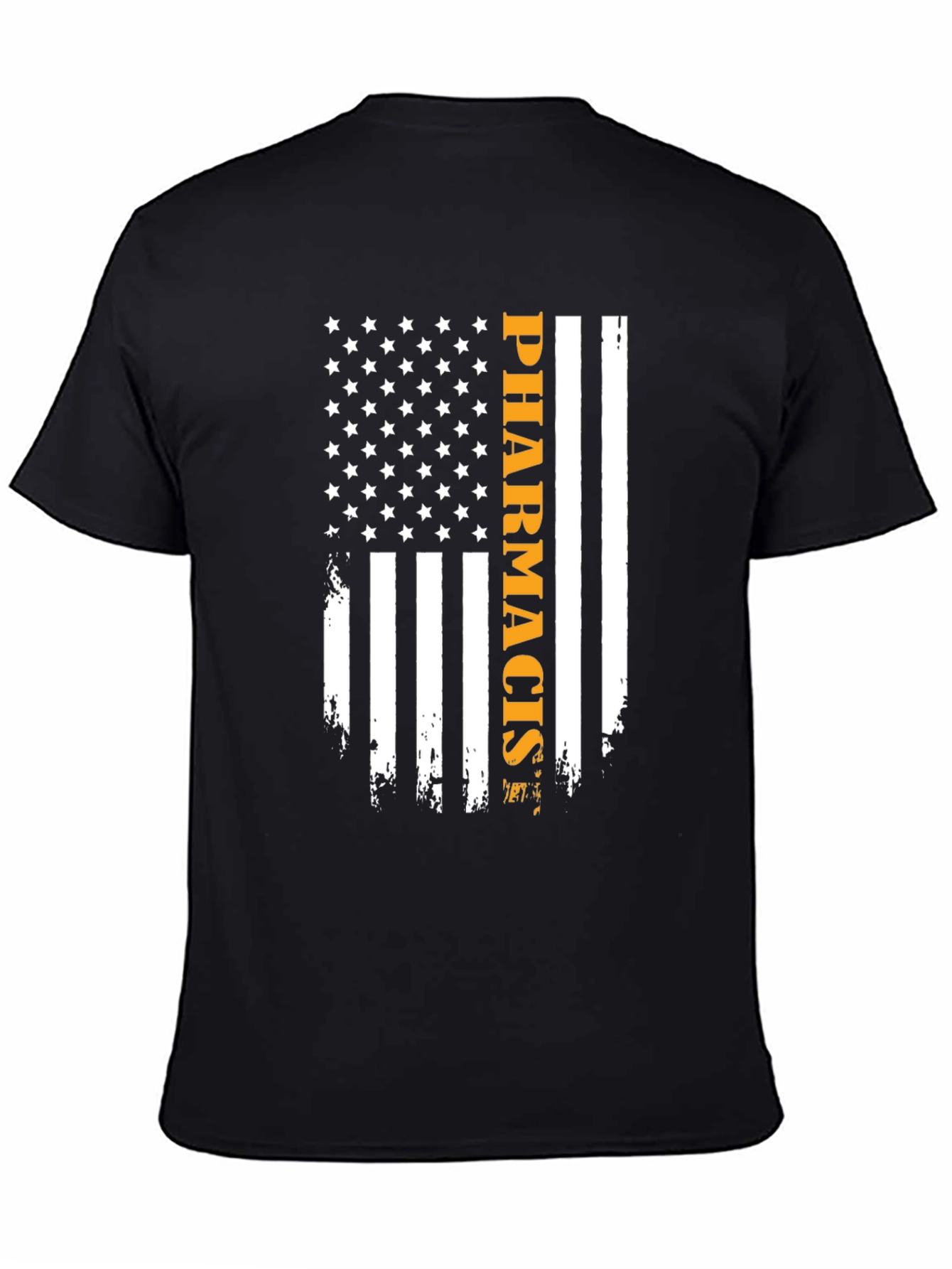 Black American Flag Pharmacist T-Shirt view 4