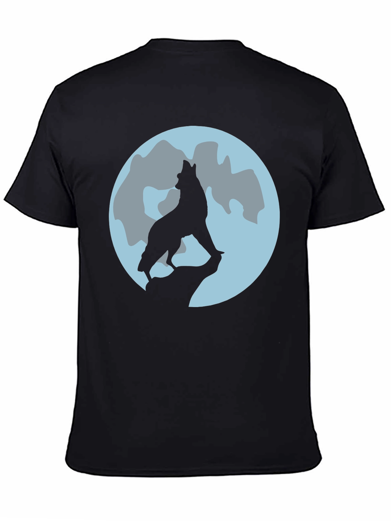 Black Wolf Moon Graphic Tee - Black Cotton T-Shirt view 4