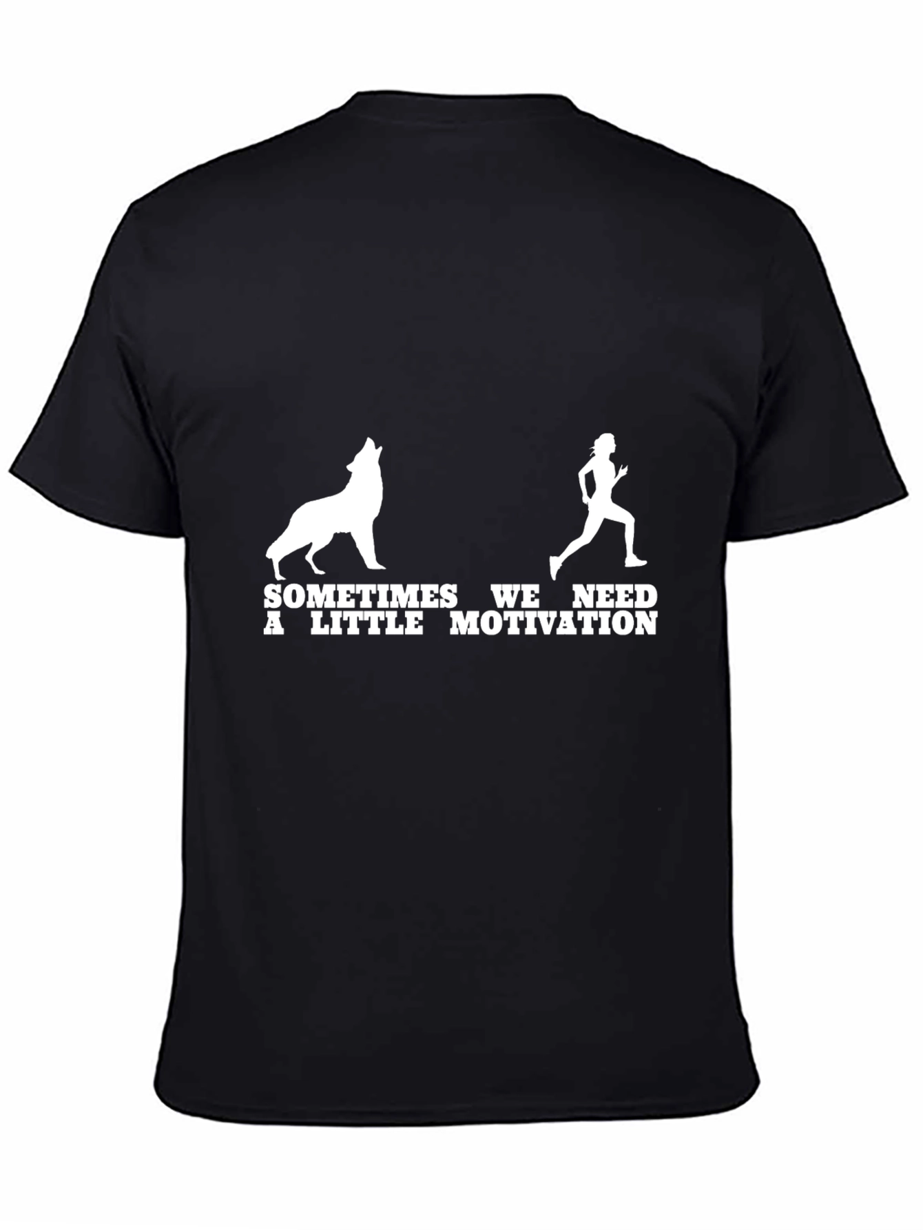 Black Motivation Graphic Tee - Wolf & Runner Design view 4