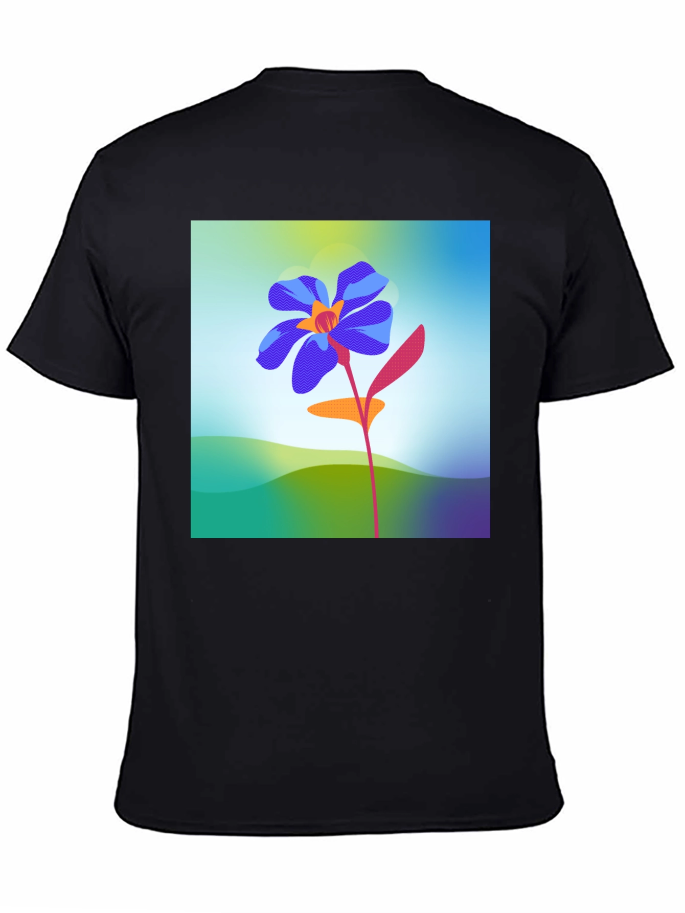 Black Floral Graphic Print Black T-Shirt view 4