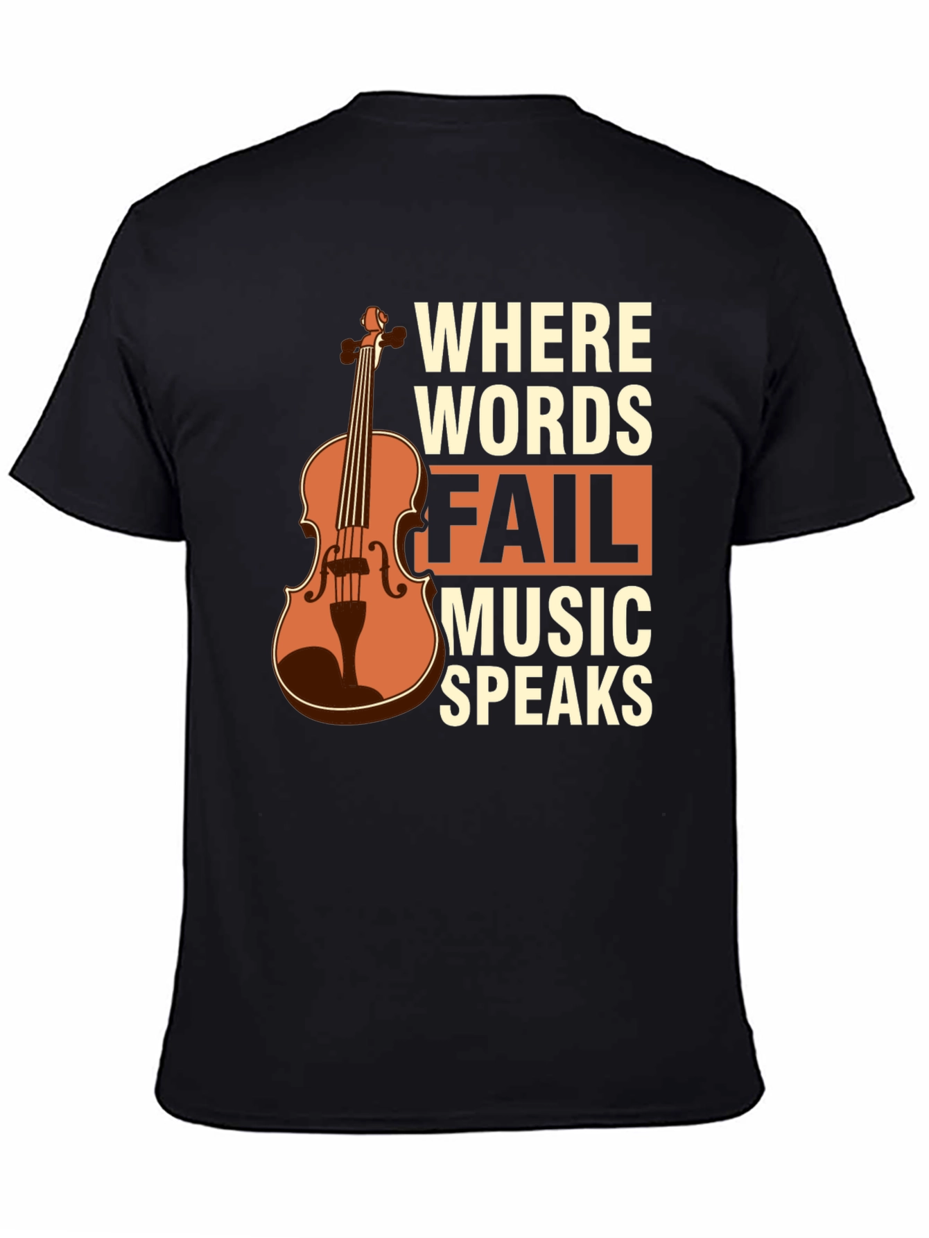 Black Music Speaks T-Shirt - Violin Design view 4