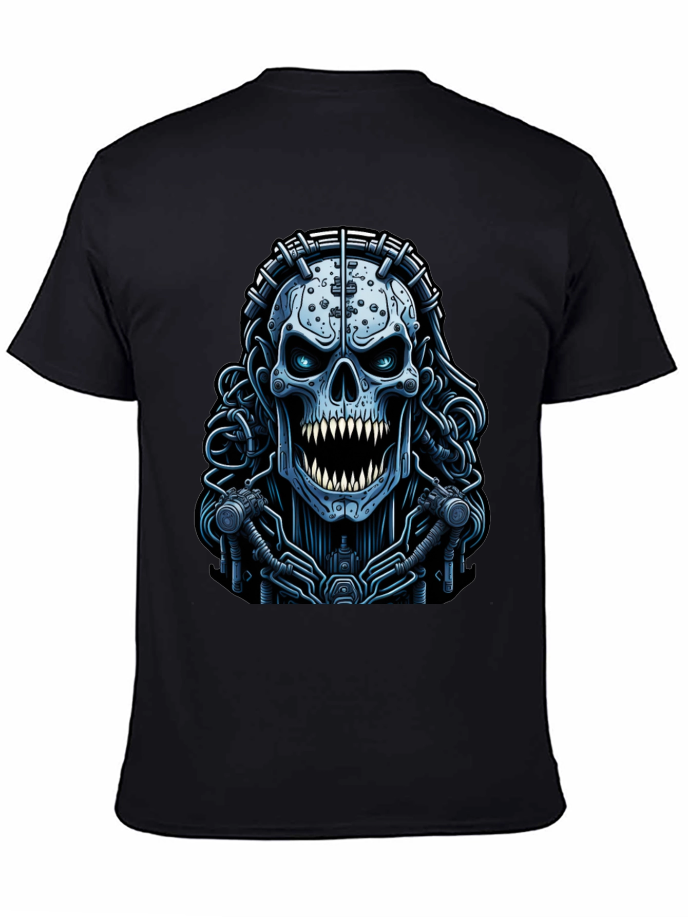Black Cyberpunk Skull Graphic Tee - Unique Dark Apparel view 4
