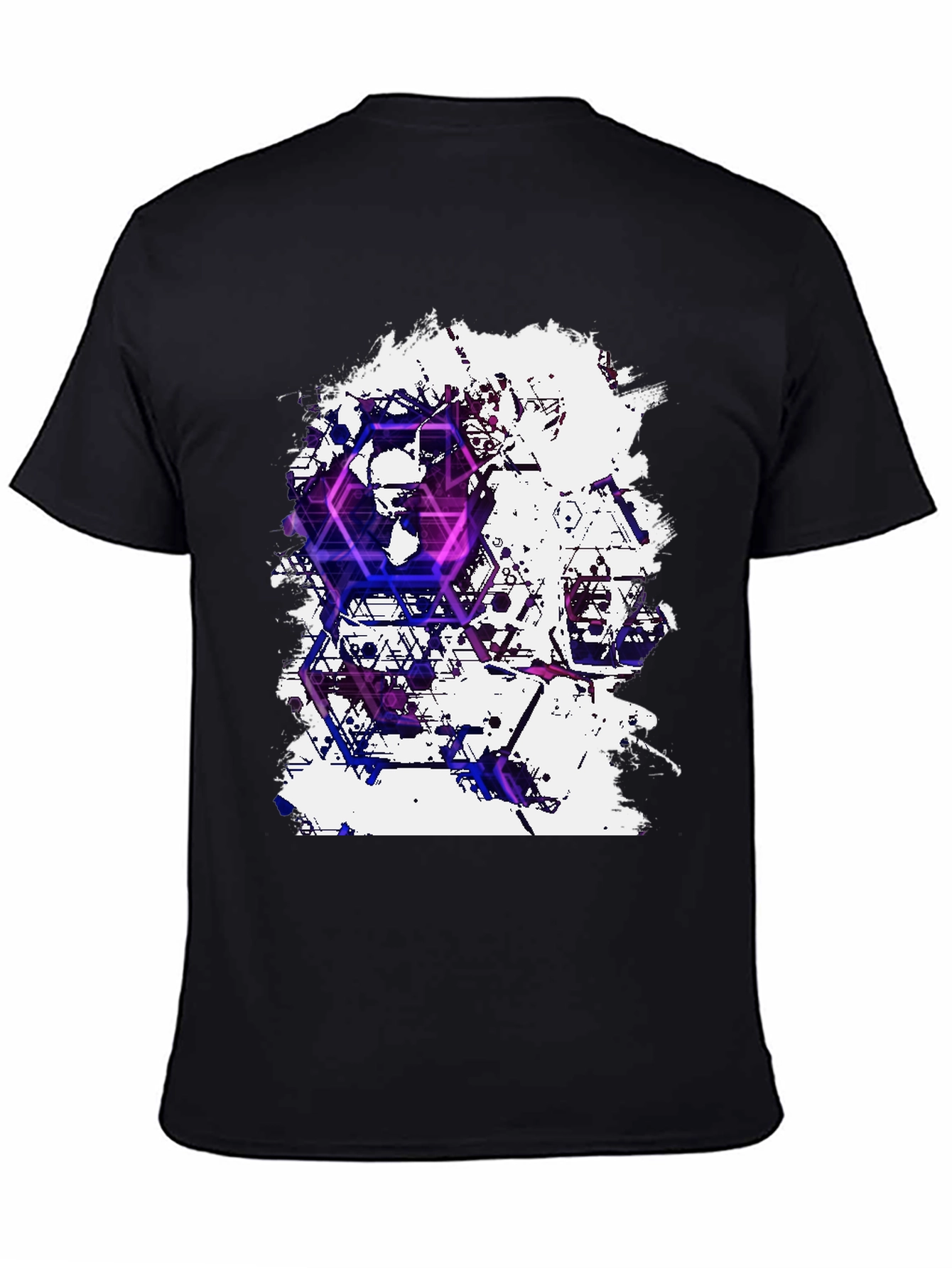 Black Geometric Skull T-Shirt - Artistic Graphic Tee view 4