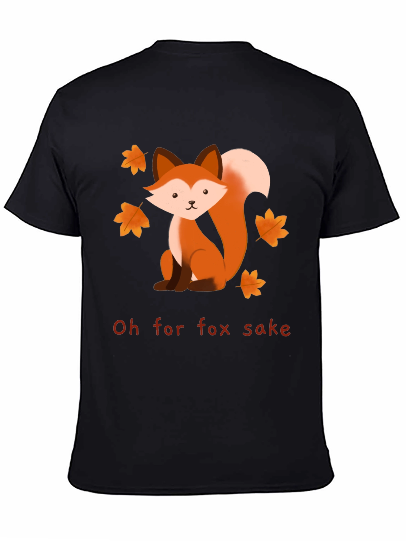 Black Oh For Fox Sake T-Shirt - Cute Cartoon Fox Graphic Tee view 4