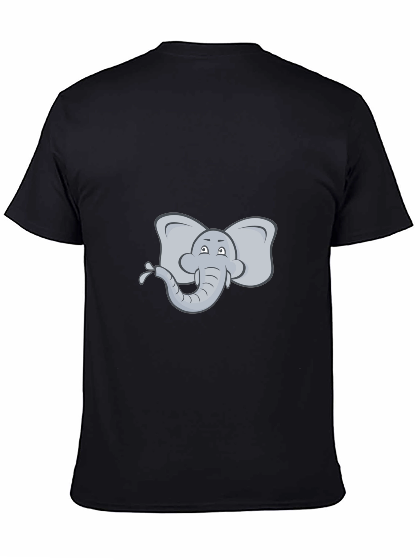 Black Elephant Cartoon Black T-Shirt view 4