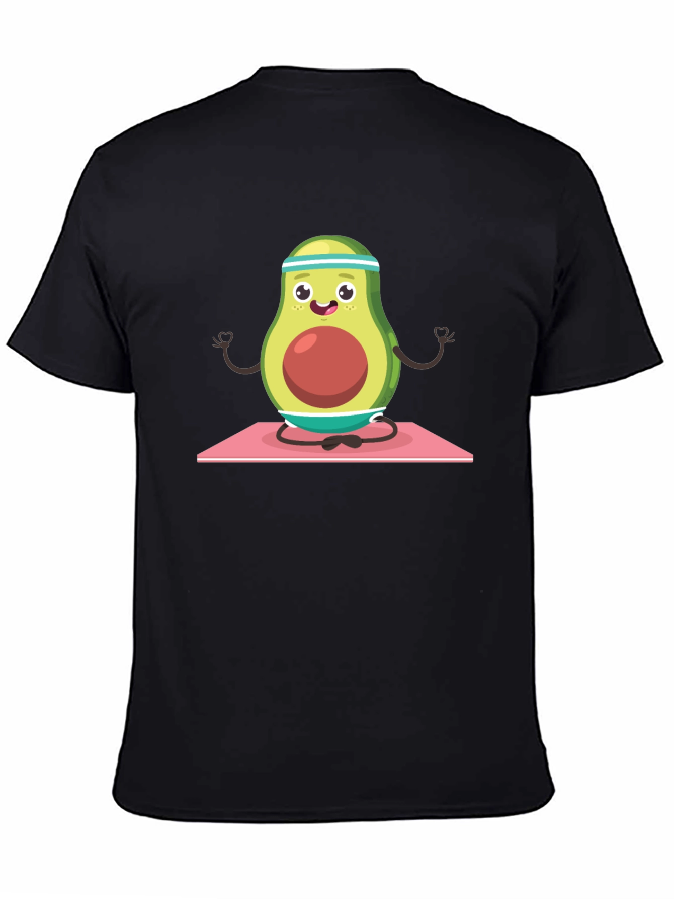 Black Yoga Avocado Men's T-Shirt - Meditating Fruit Tee view 4
