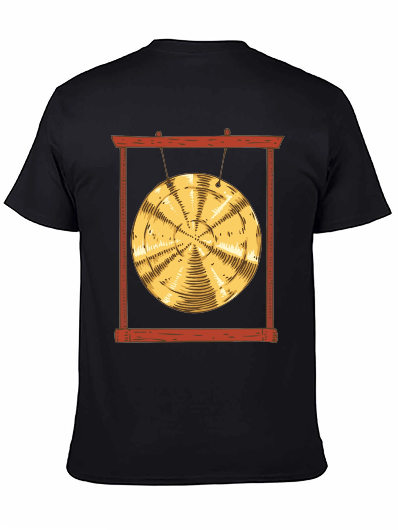 Black Gong T-Shirt - Bold Musical Design view 4