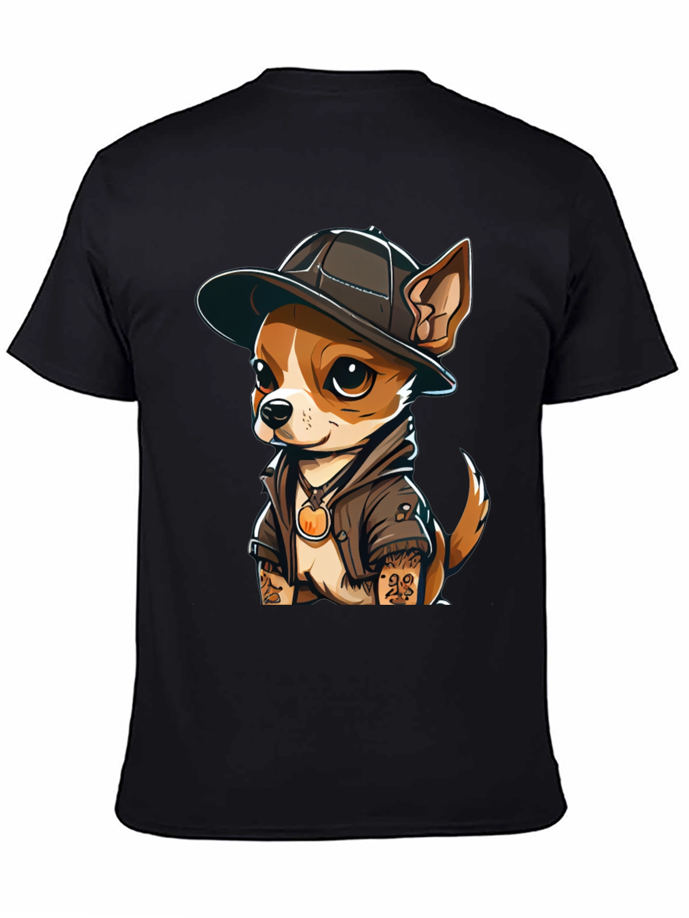 Black Cool Chihuahua Graphic T-Shirt view 4