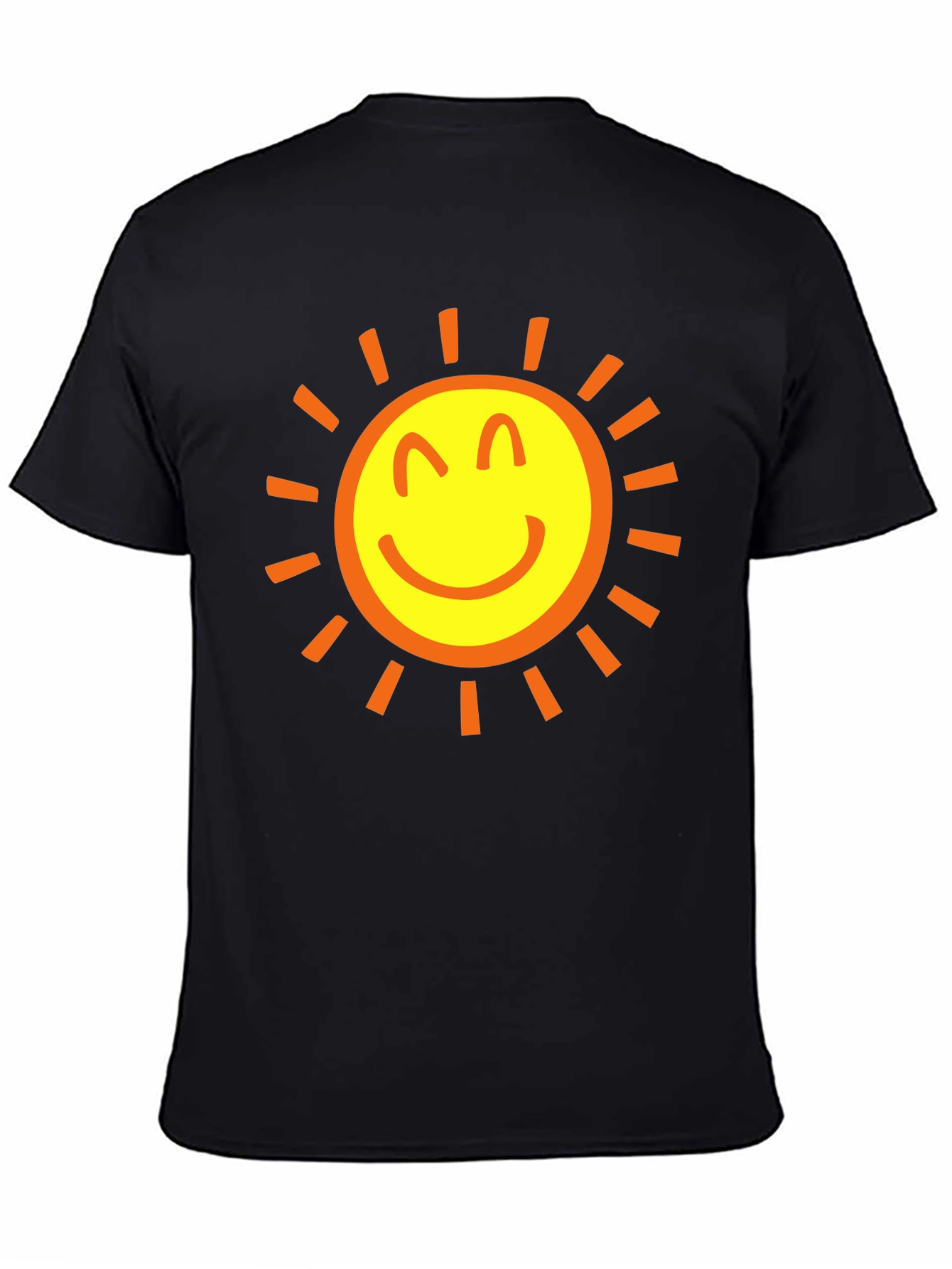 Black Happy Sun Graphic Tee - Black Cotton T-Shirt view 4